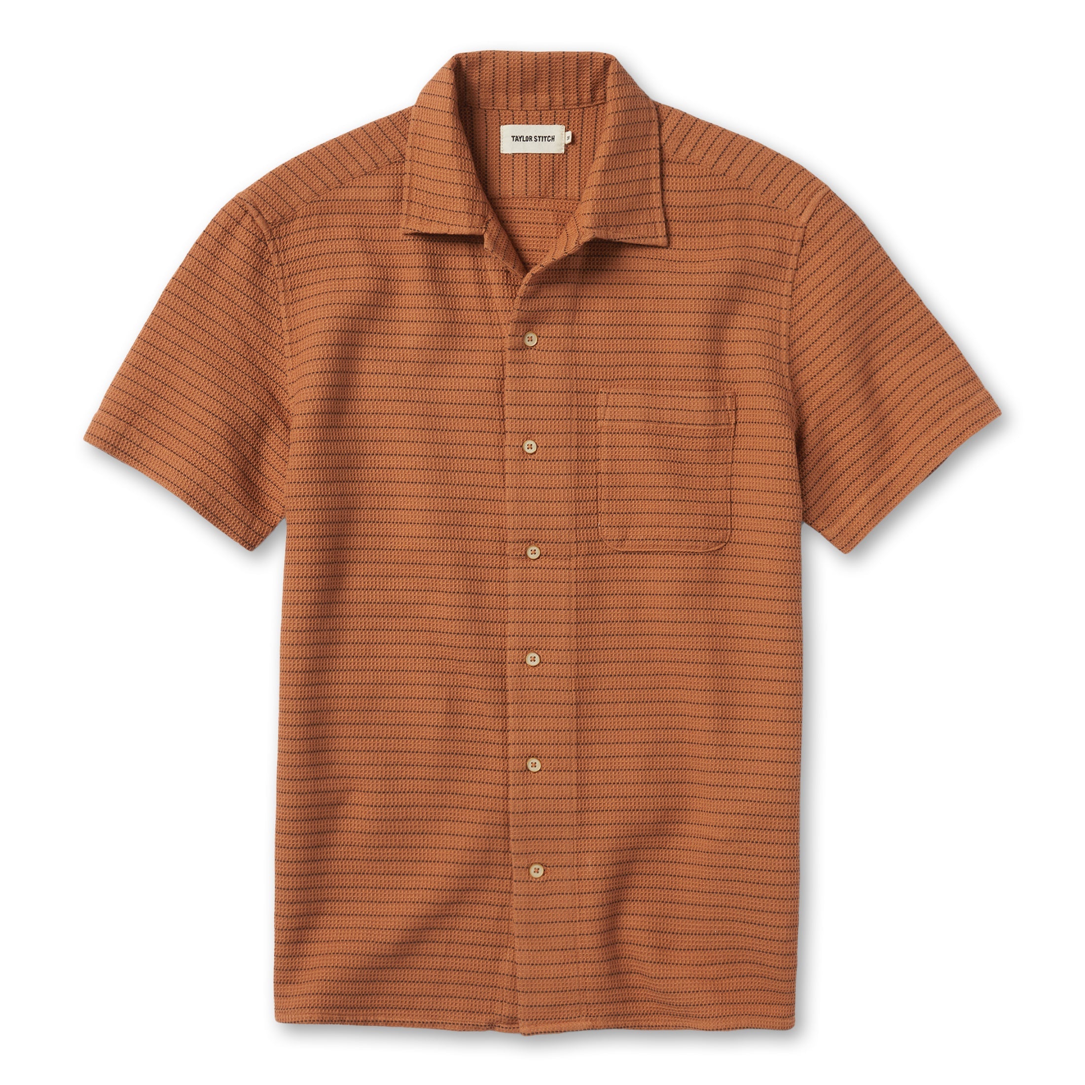 Rust Pickstitch Waffle Short Sleeve Shirt U106
