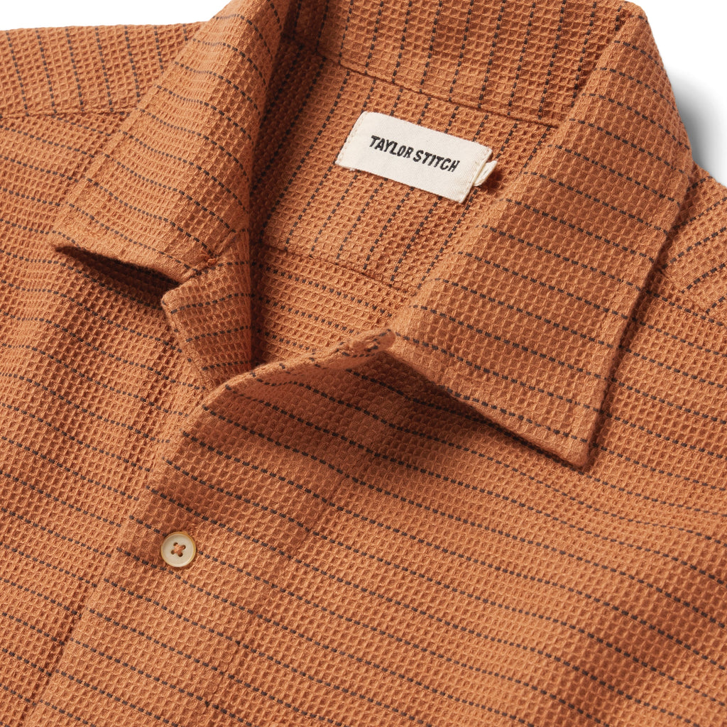 Rust Pickstitch Waffle Short Sleeve Shirt U106