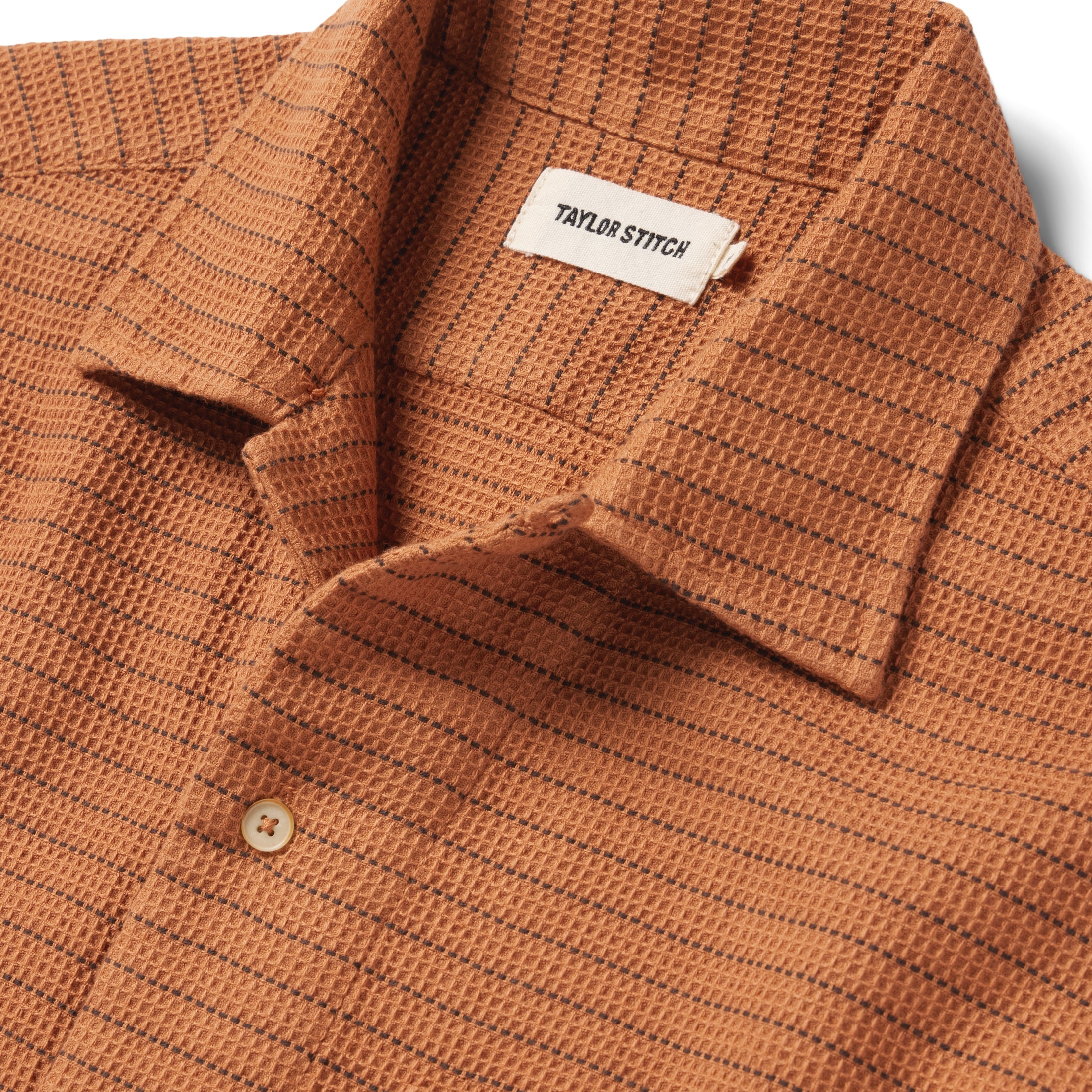 Rust Pickstitch Waffle Short Sleeve Shirt U106