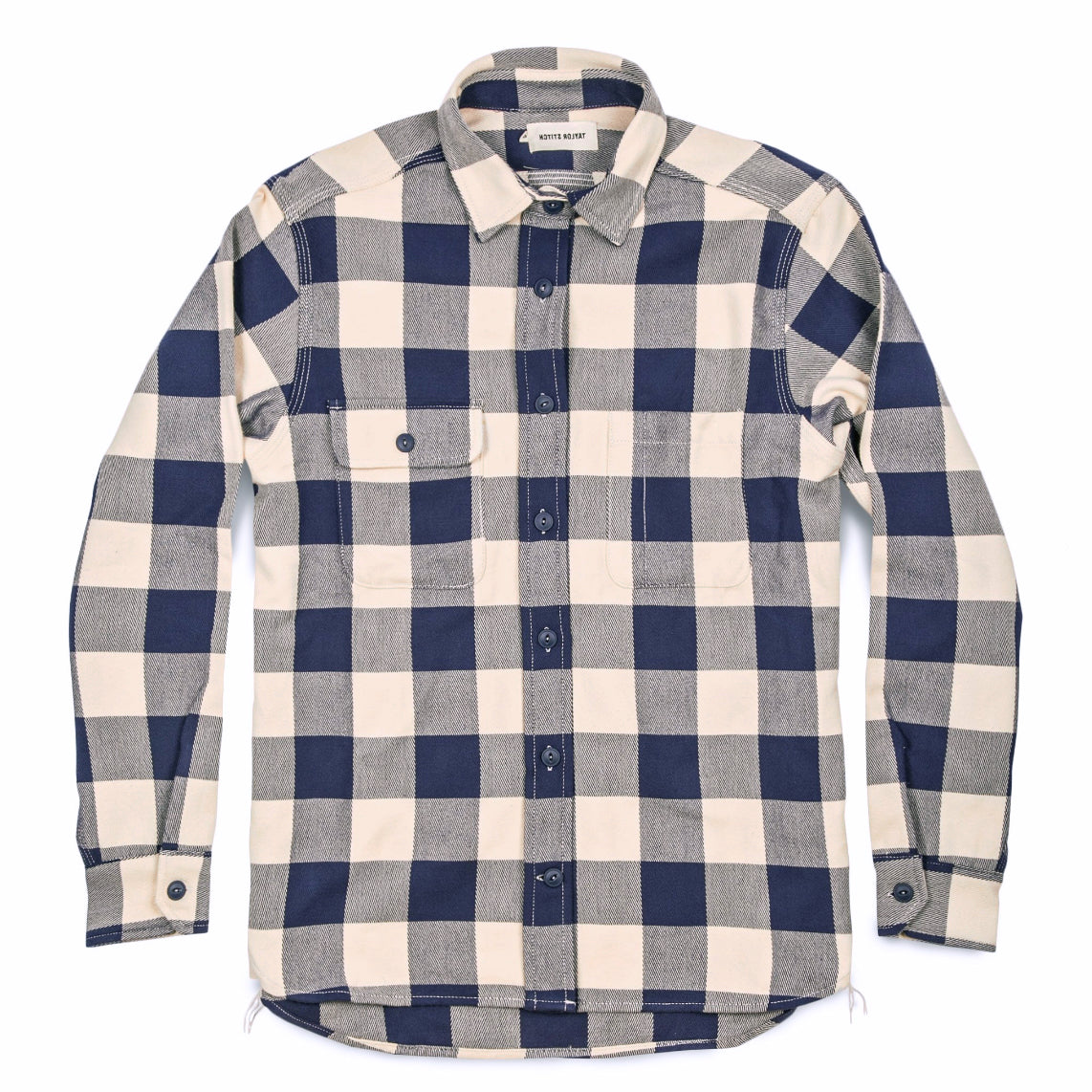 Moto Utility Shirt in Natural & Navy Buffalo Plaid G612784