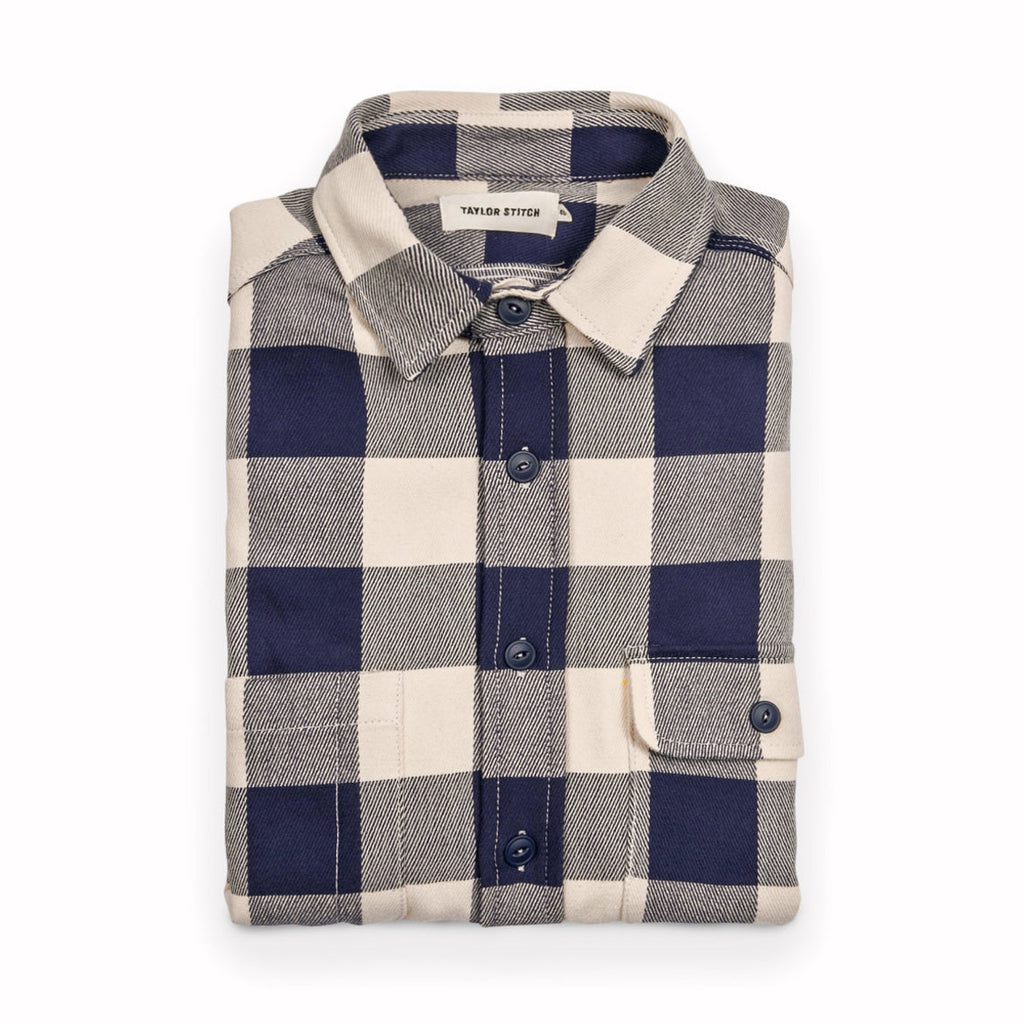 Moto Utility Shirt in Natural & Navy Buffalo Plaid G612784