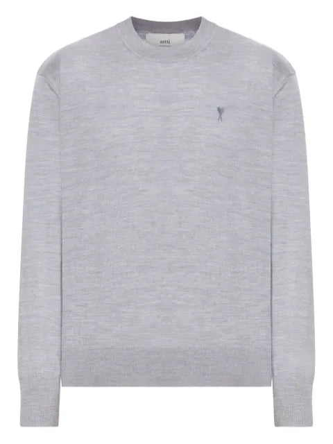 AMI Paris de Coeur monogram embroidered-logo ribbed-hem sweater
