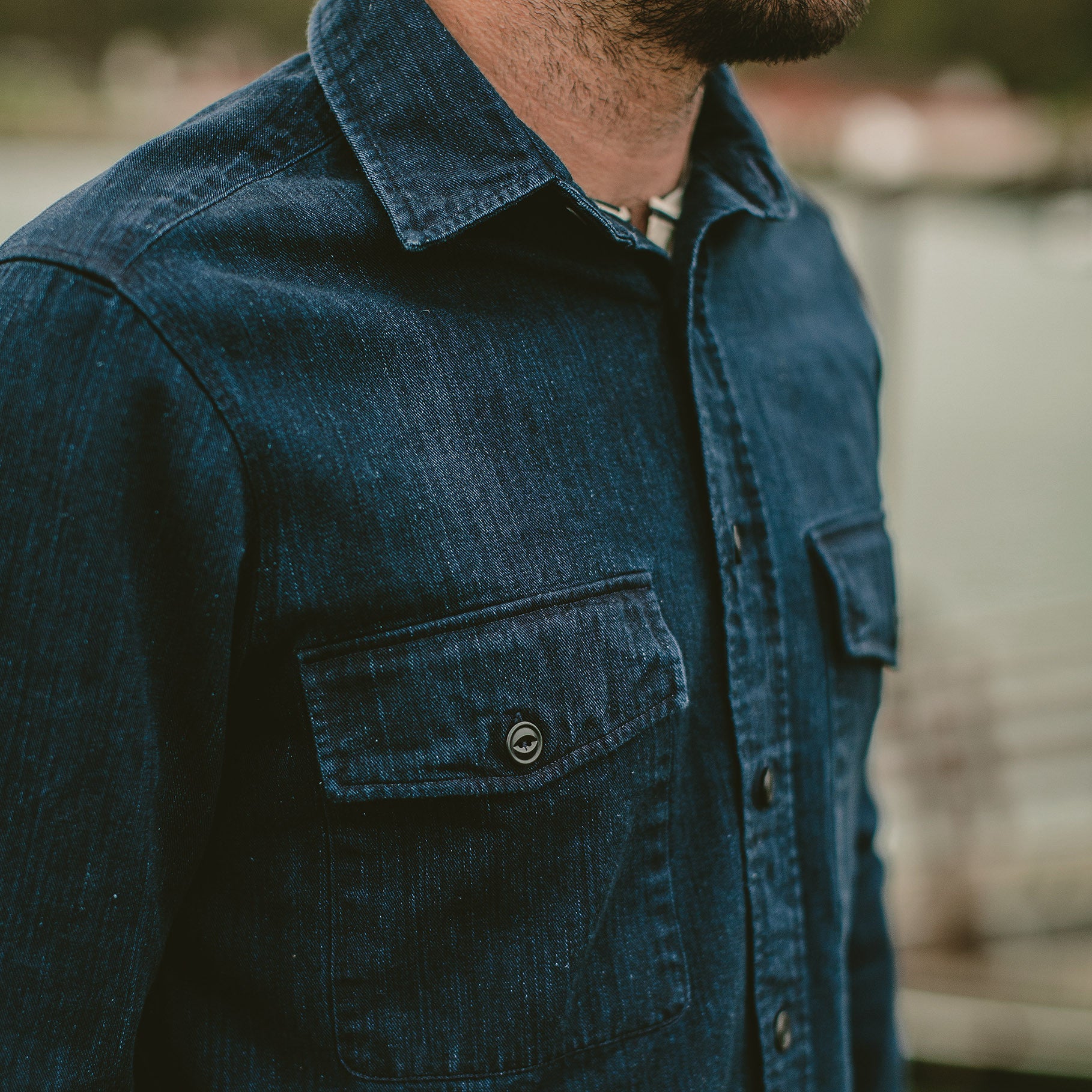 Sea Washed Indigo Shirt Jacket C988