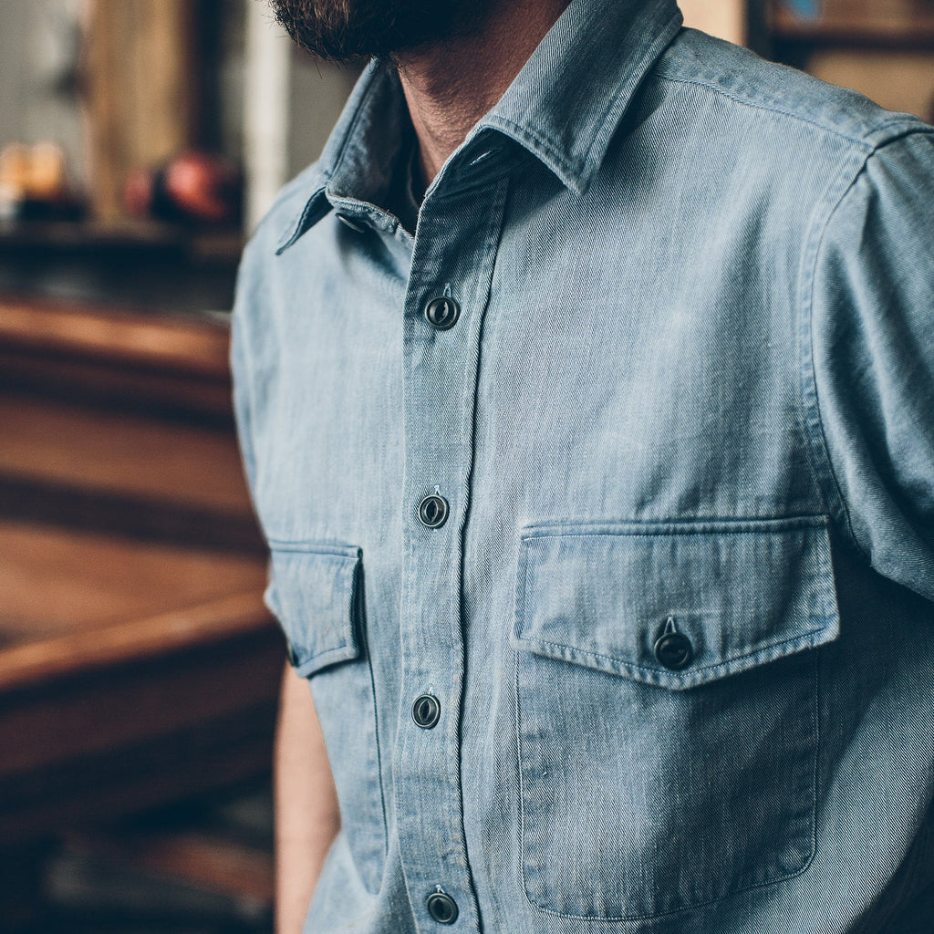 Sun Bleached Indigo Shirt Jacket A650917