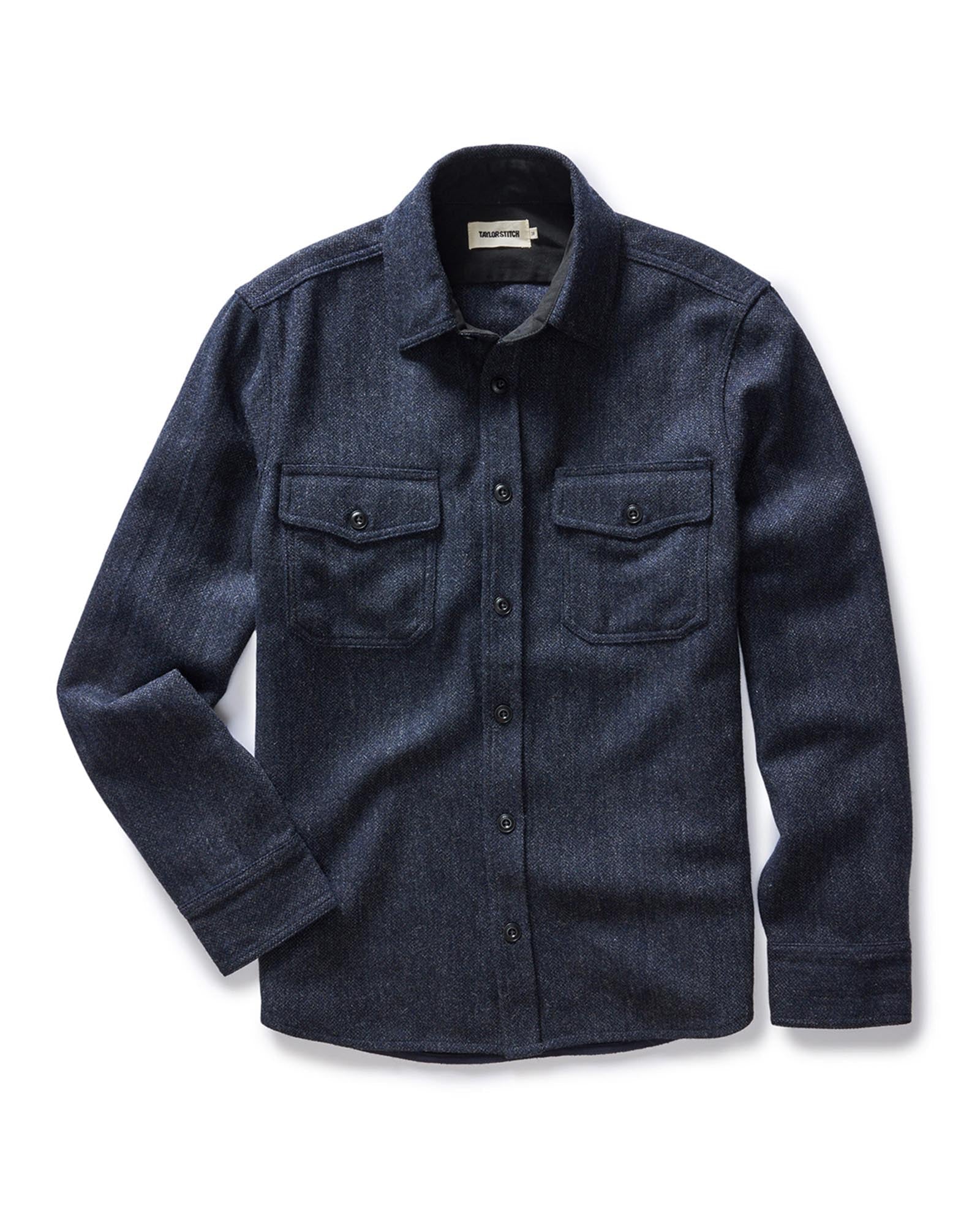 Marine Tweed Wool Shirt D581