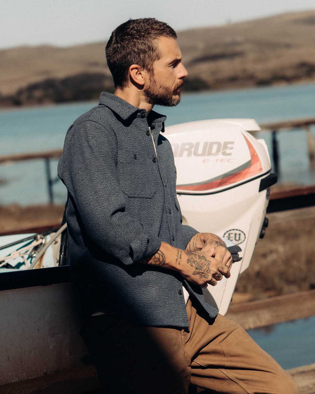 Indigo Ash Wool Canvas Utility Shirt A27719