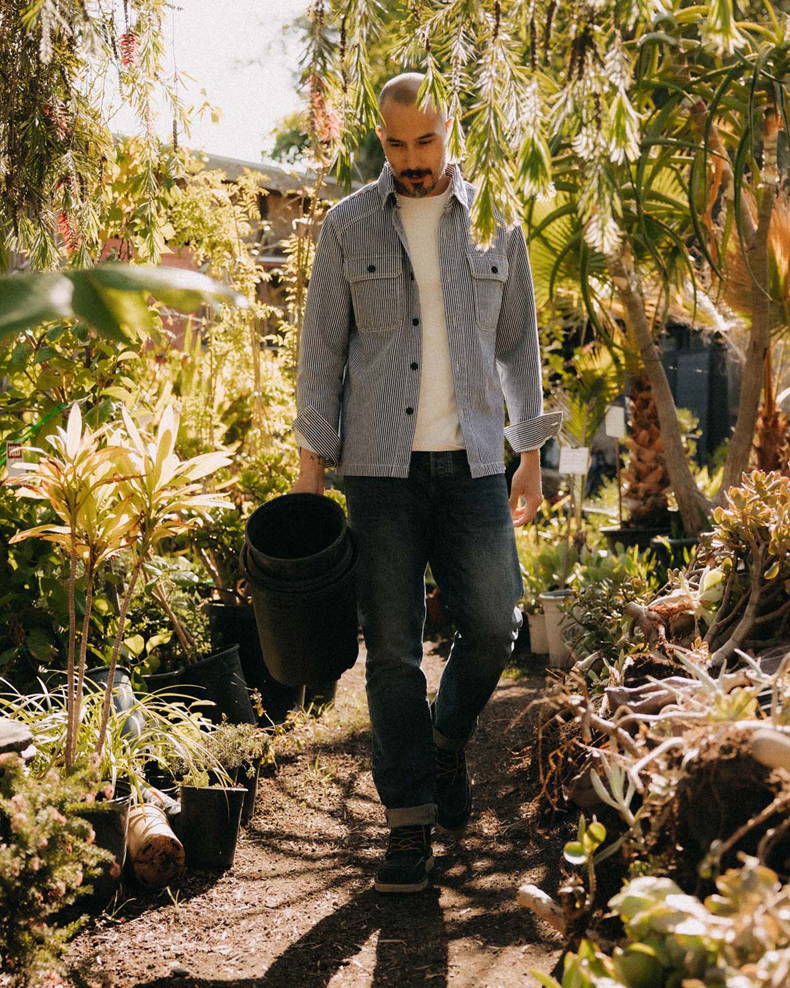 Indigo Railroad Stripe Denim Shirt W2746