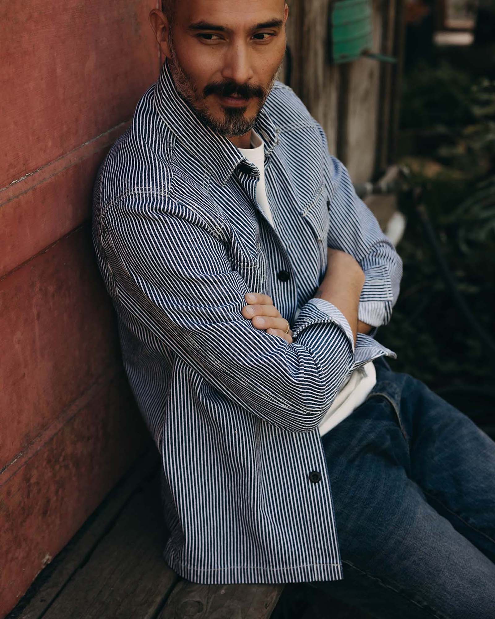 Indigo Railroad Stripe Denim Shirt W2746