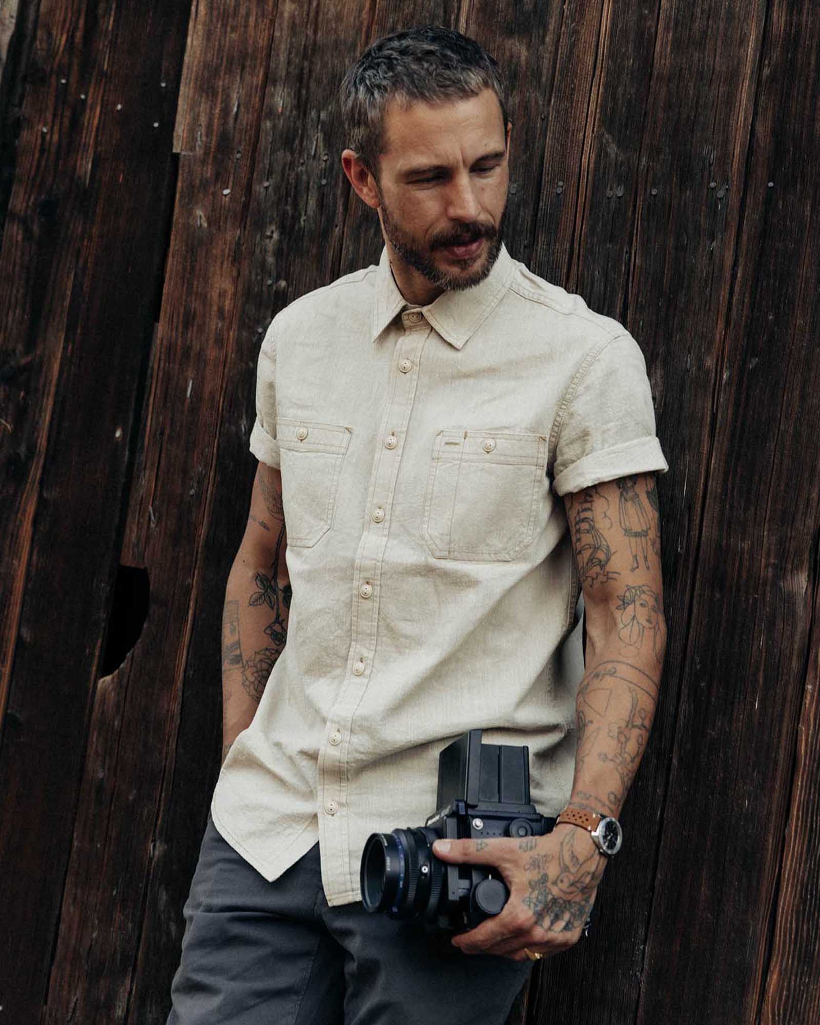 Natural Selvedge Chambray Utility Shirt W536813