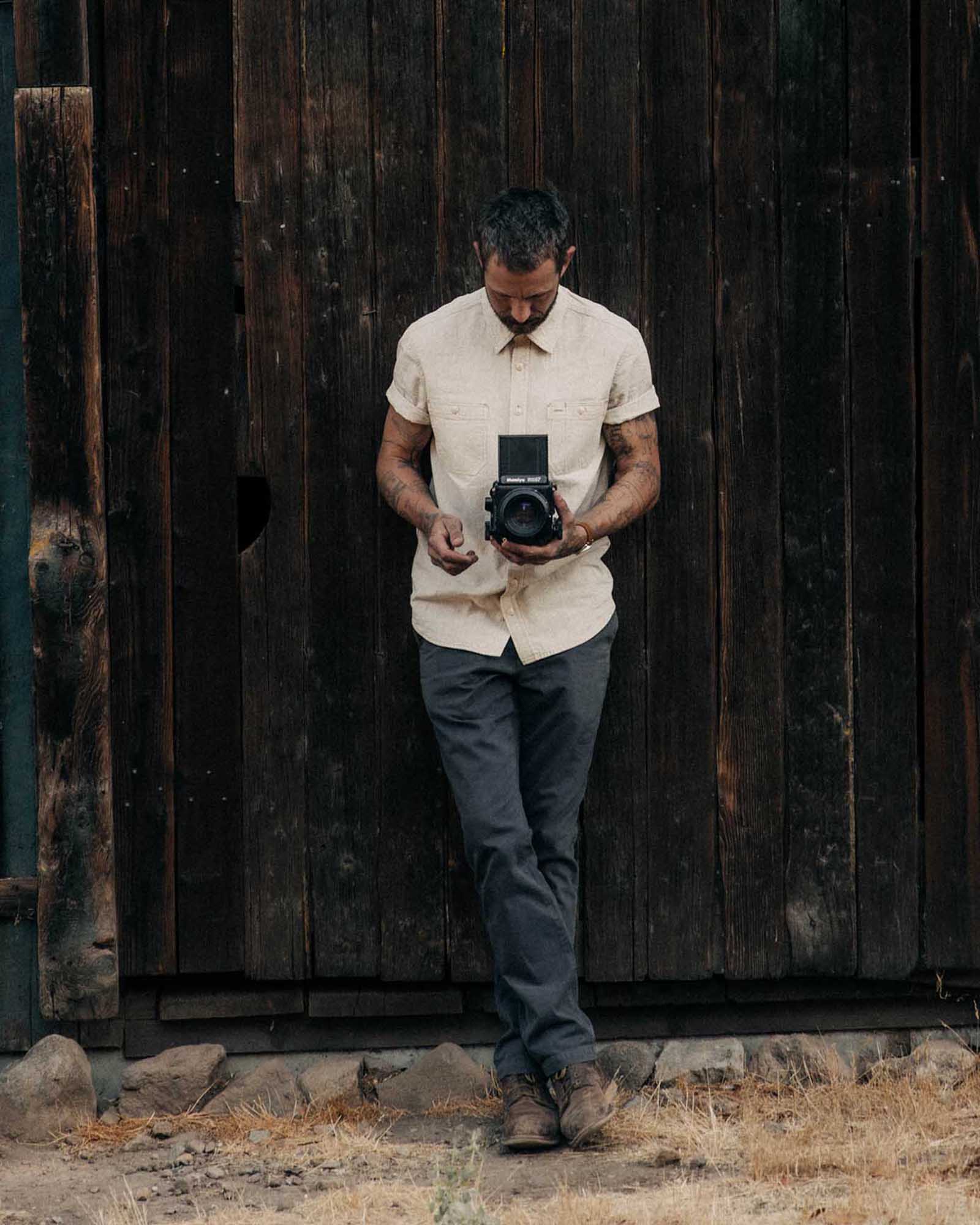 Natural Selvedge Chambray Utility Shirt W536813