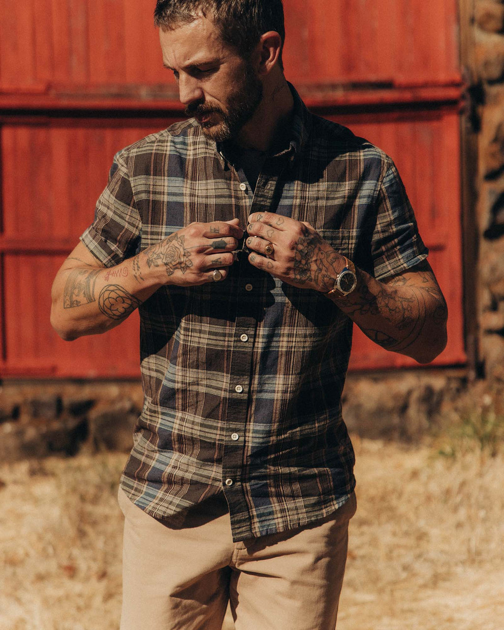 Atlantic Blue Plaid Short Sleeve Jacket X4679