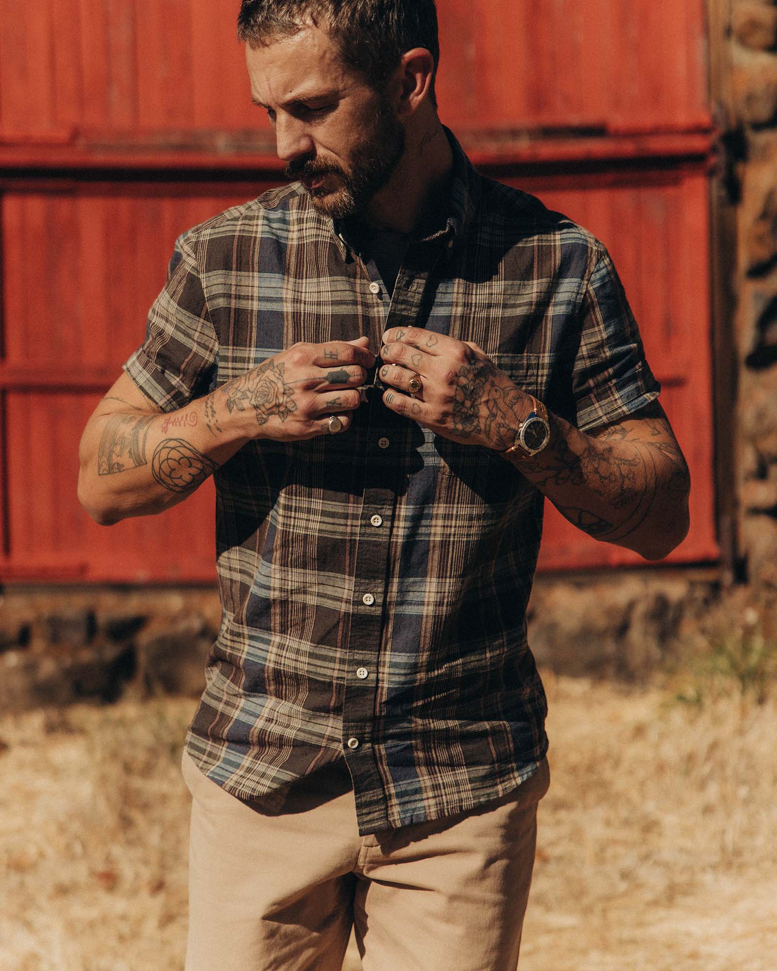 Atlantic Blue Plaid Short Sleeve Jacket X4679