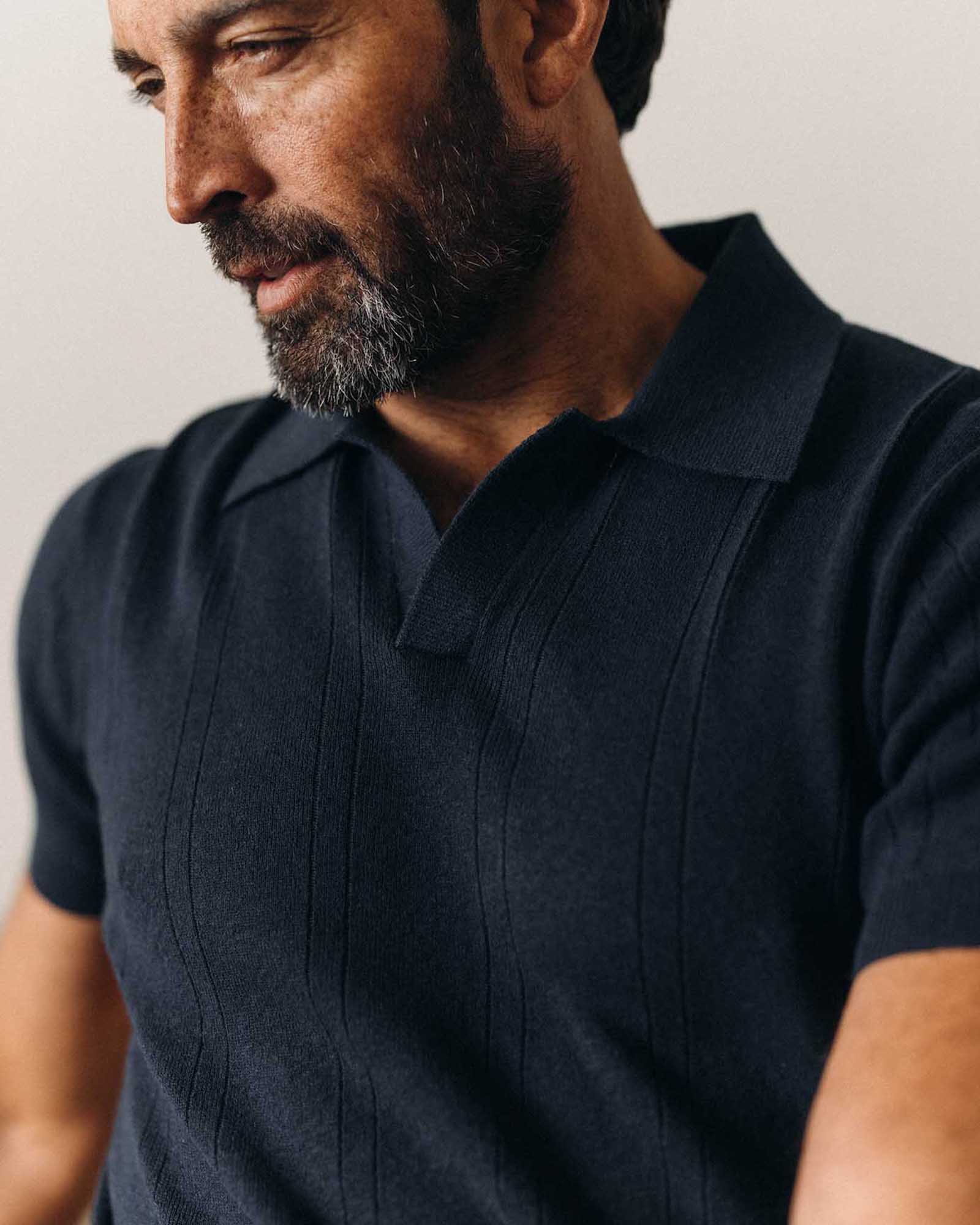 Dark Navy Rib Sweater Polo O57467