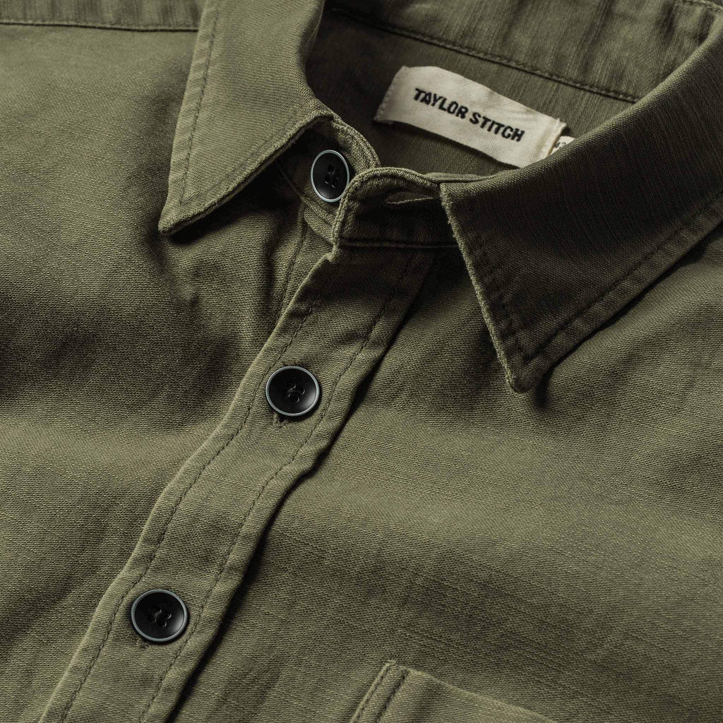 The Mechanic Shirt in Olive Reverse Sateen