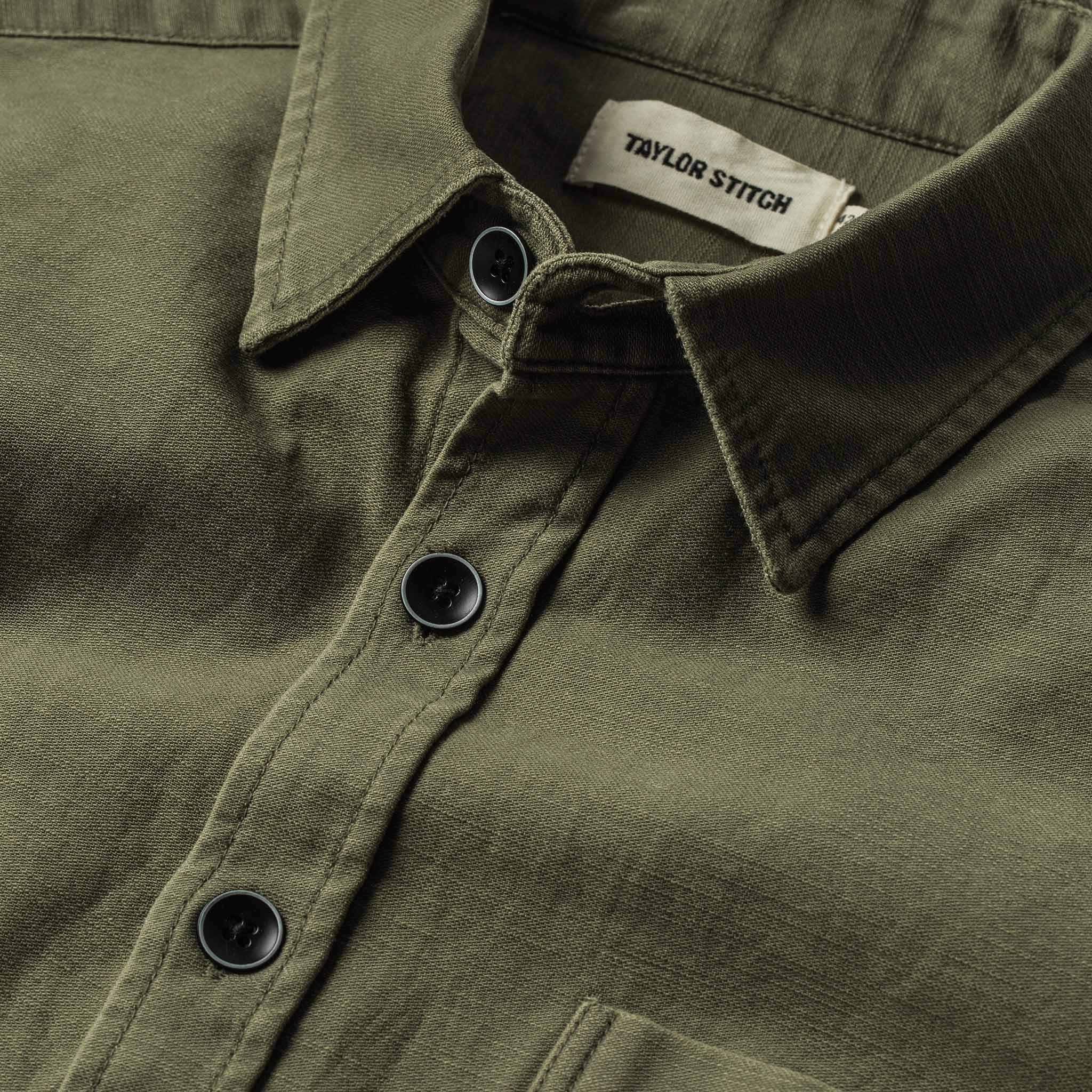 The Mechanic Shirt in Olive Reverse Sateen