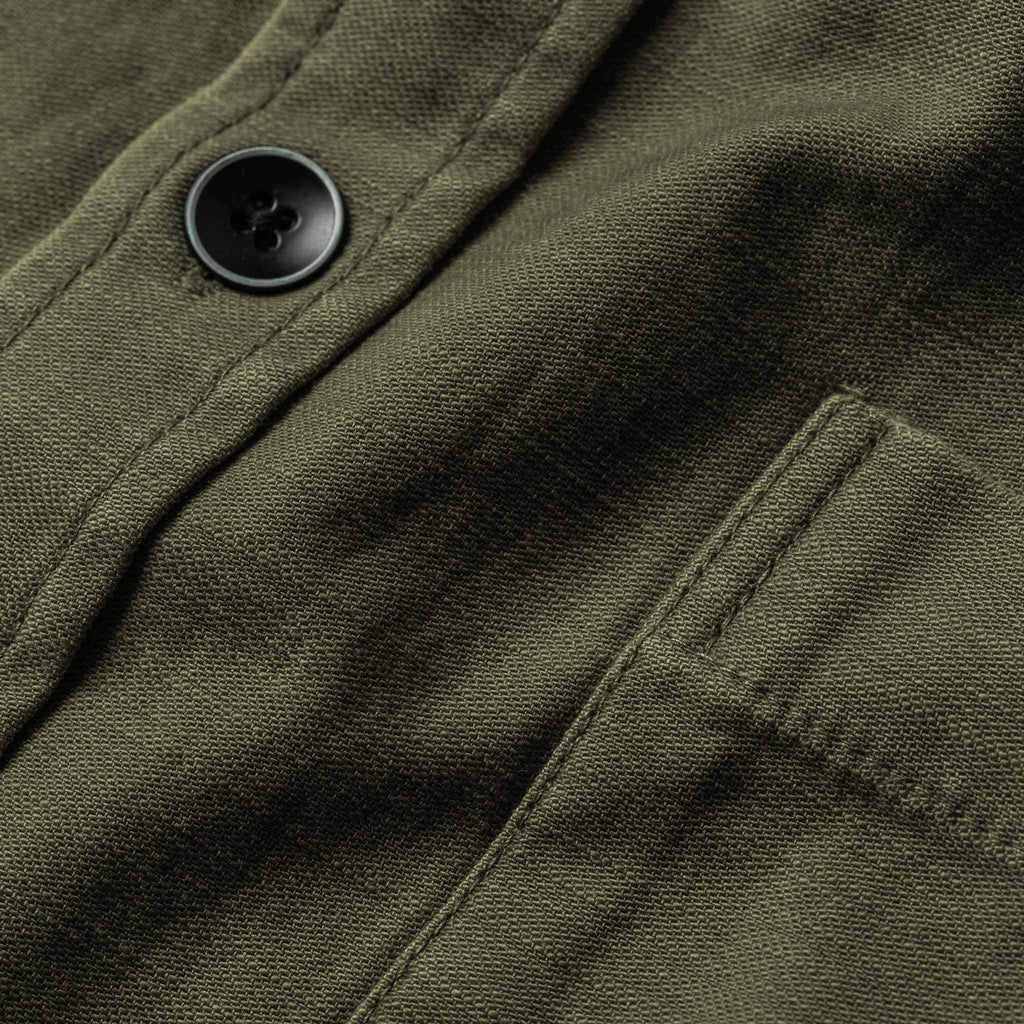 The Mechanic Shirt in Olive Reverse Sateen