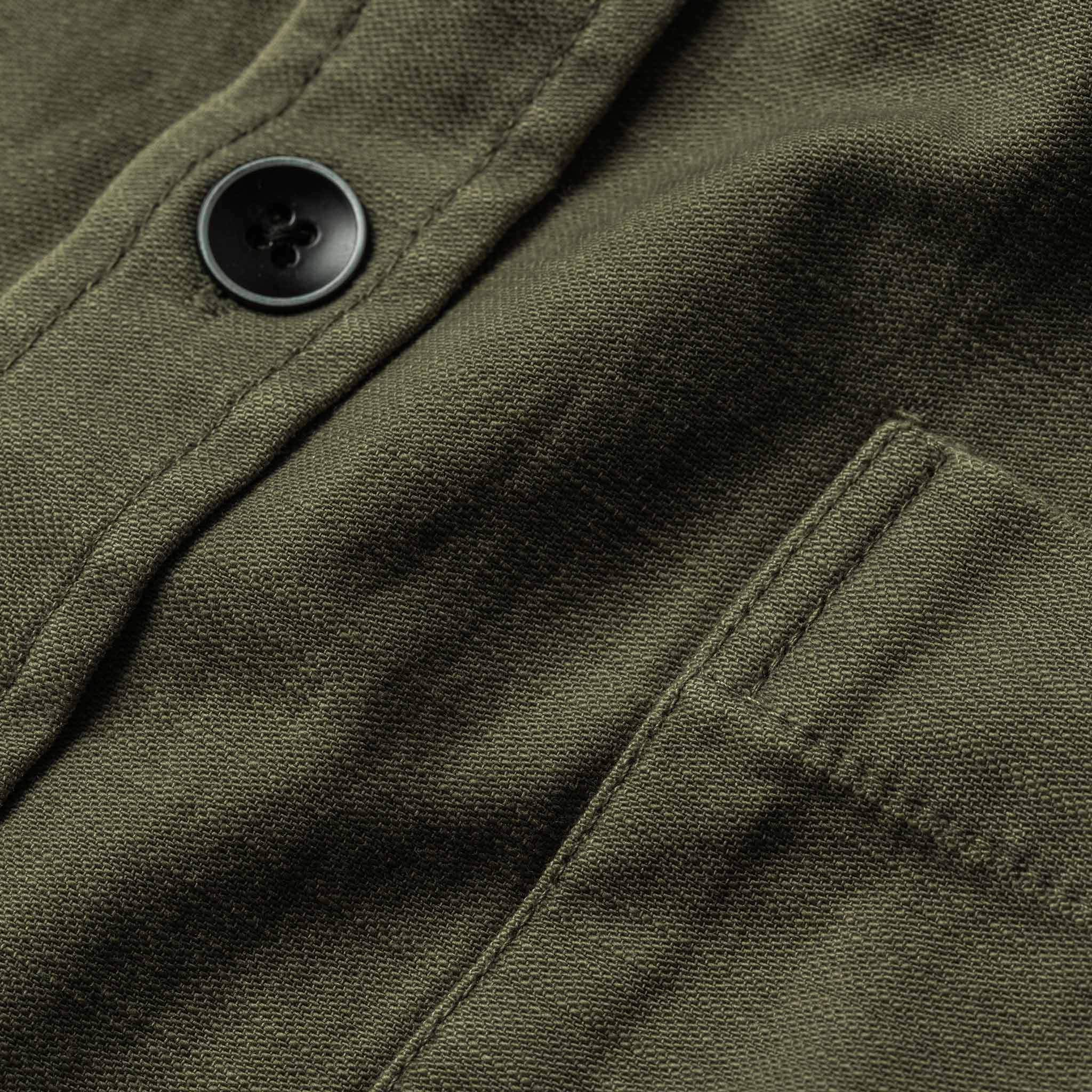 The Mechanic Shirt in Olive Reverse Sateen