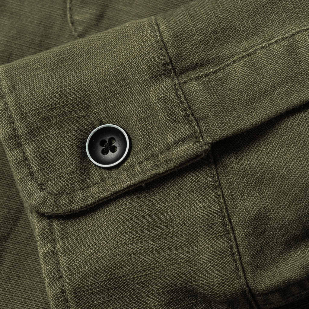 The Mechanic Shirt in Olive Reverse Sateen