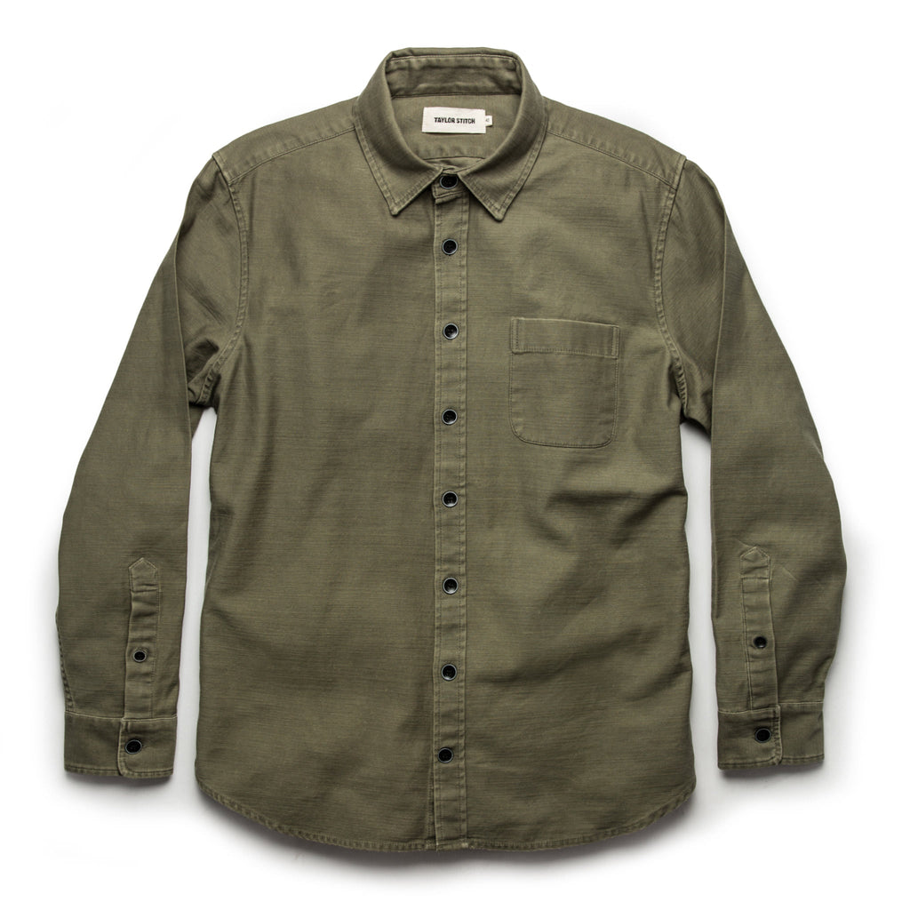 The Mechanic Shirt in Olive Reverse Sateen