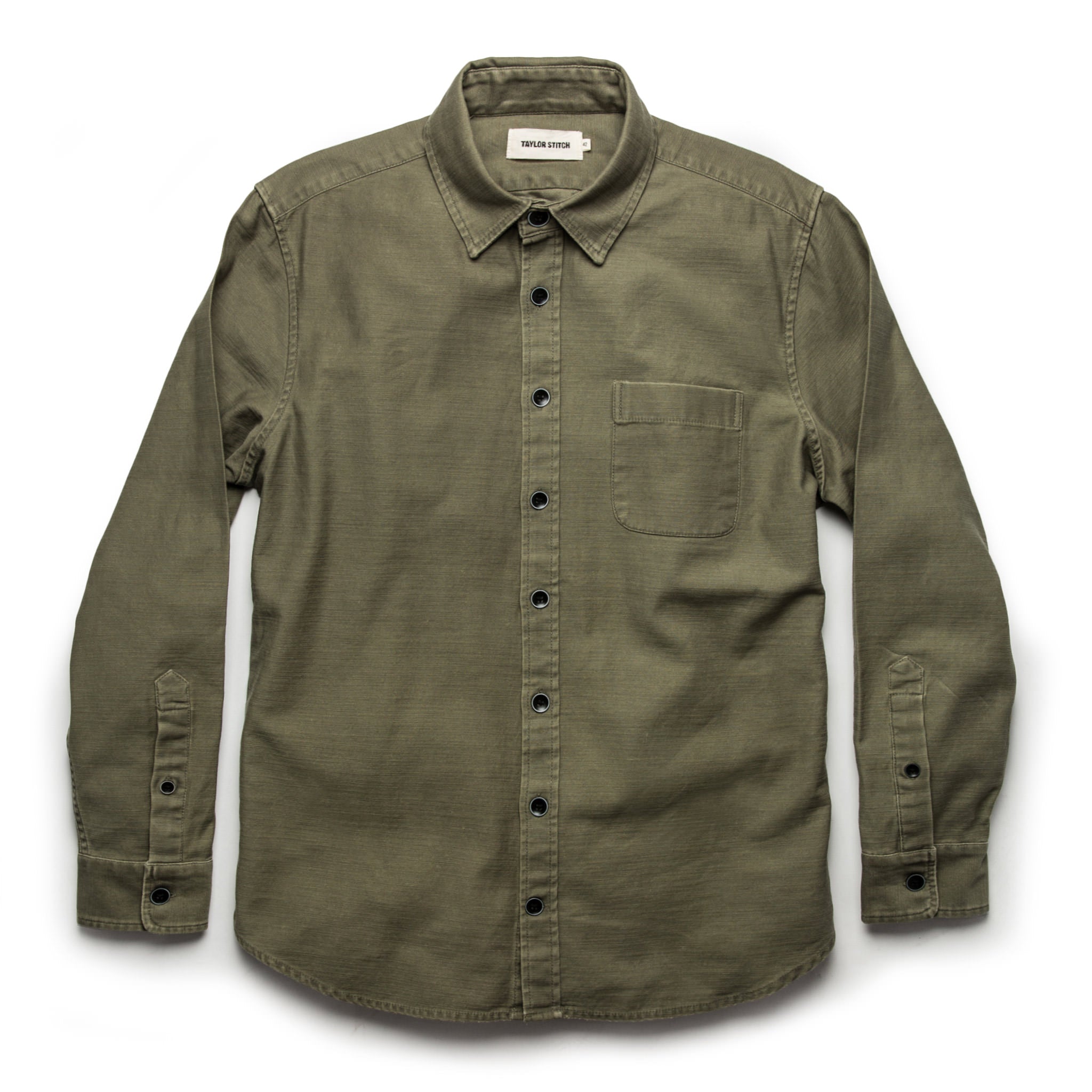 The Mechanic Shirt in Olive Reverse Sateen