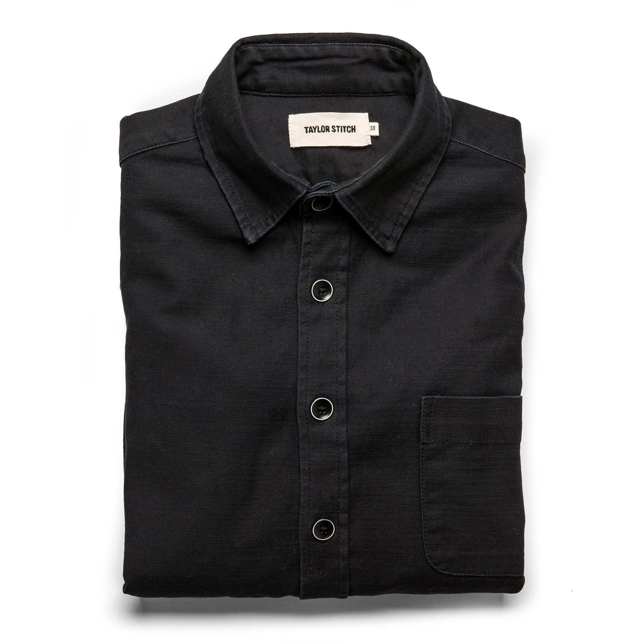 The Mechanic Shirt in Black Reverse Sateen