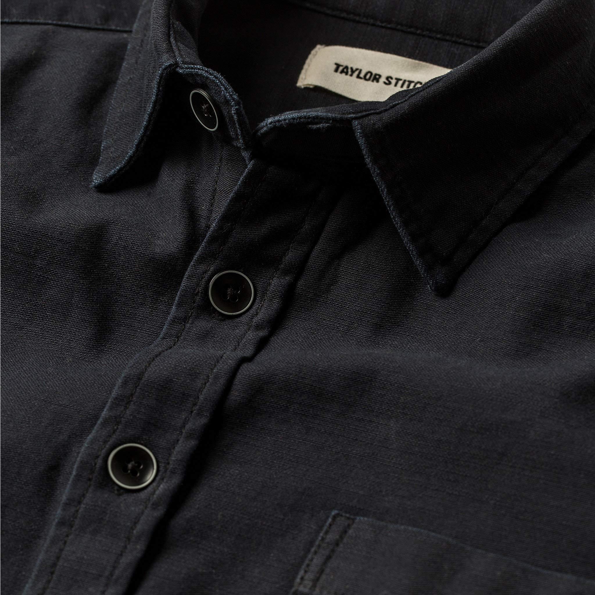 The Mechanic Shirt in Black Reverse Sateen