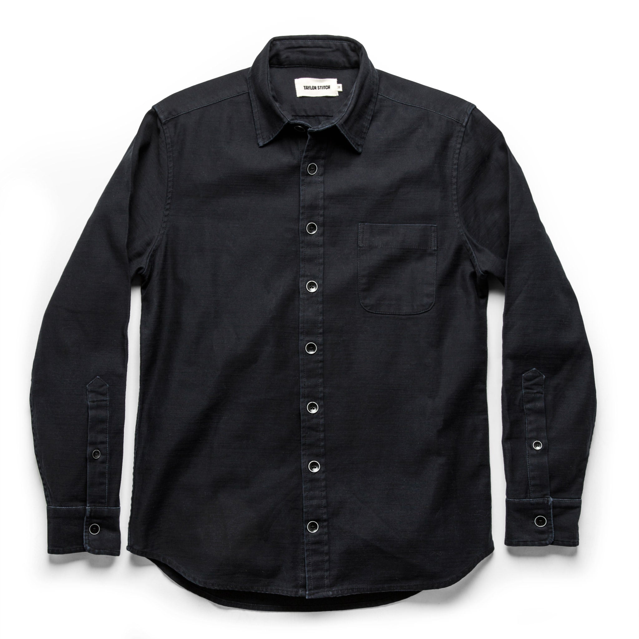 The Mechanic Shirt in Black Reverse Sateen