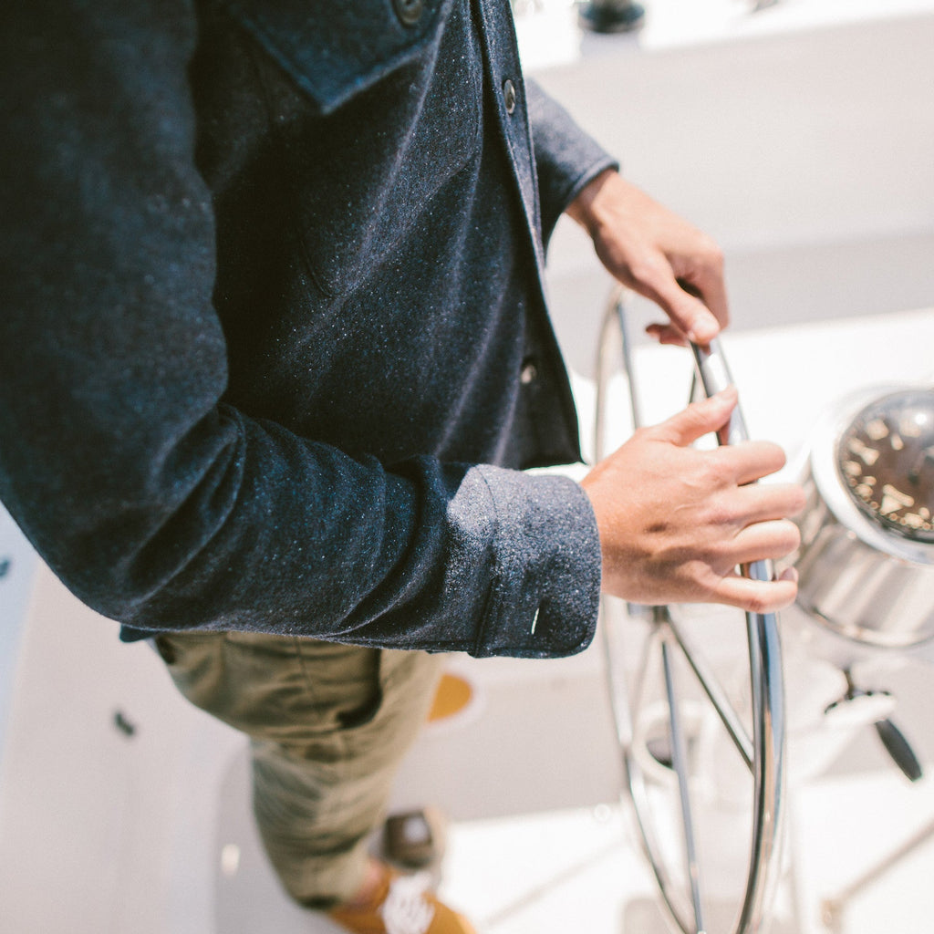 The Maritime Shirt Jacket in Navy Donegal Lambswool