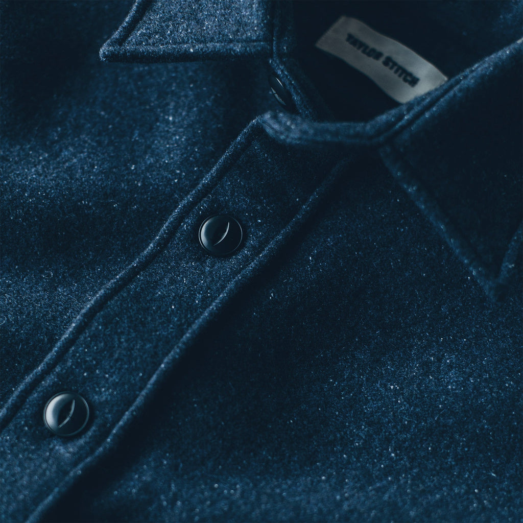 The Maritime Shirt Jacket in Navy Donegal Lambswool