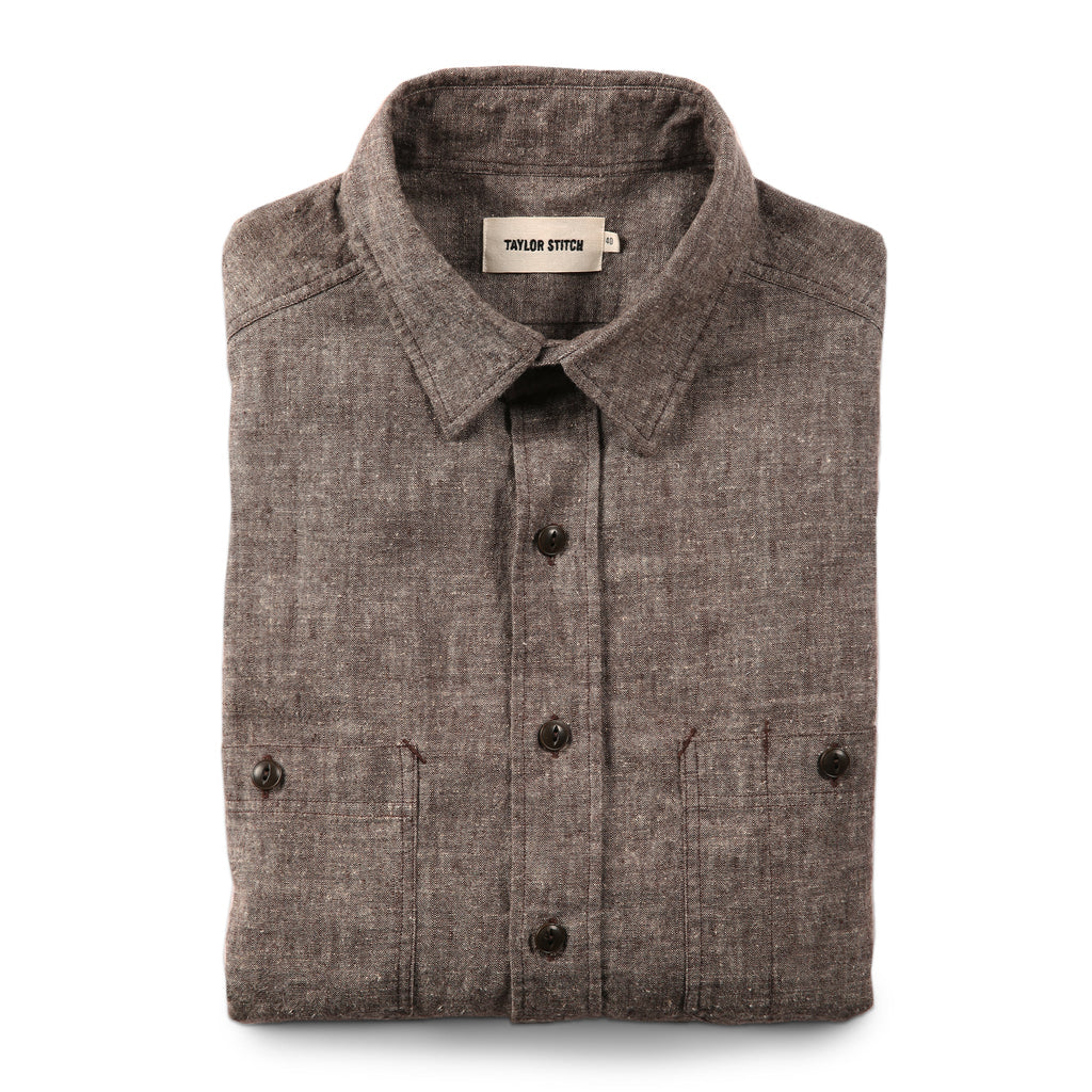 Brown Hemp Chambray Shirt W89059