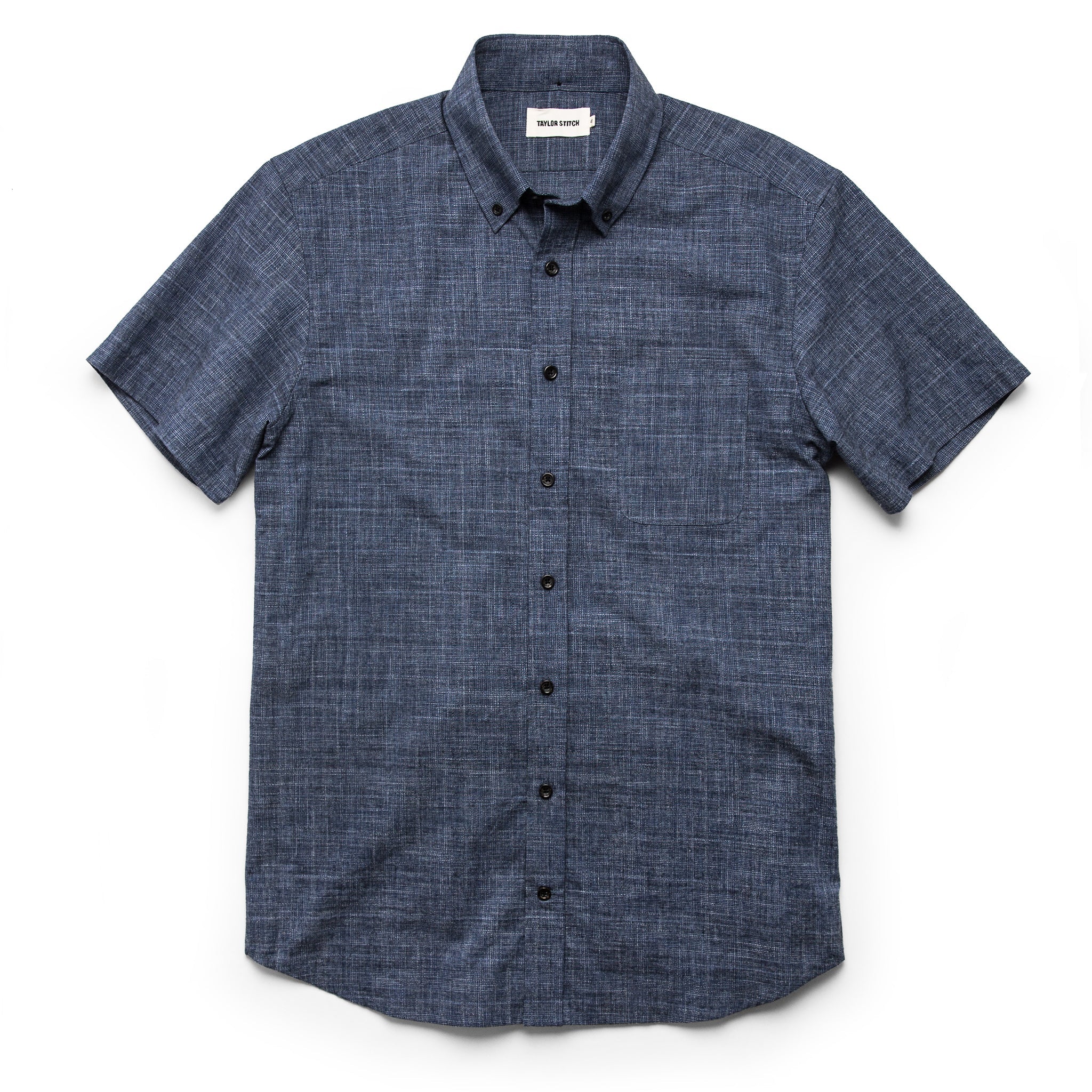 The Short Sleeve Jack in Navy Slub Glen Plaid