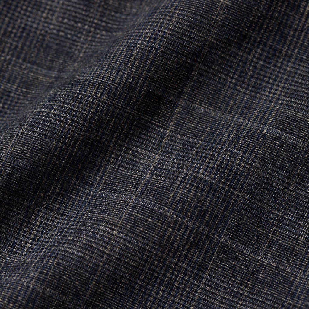 The Short Sleeve Jack in Navy Slub Glen Plaid