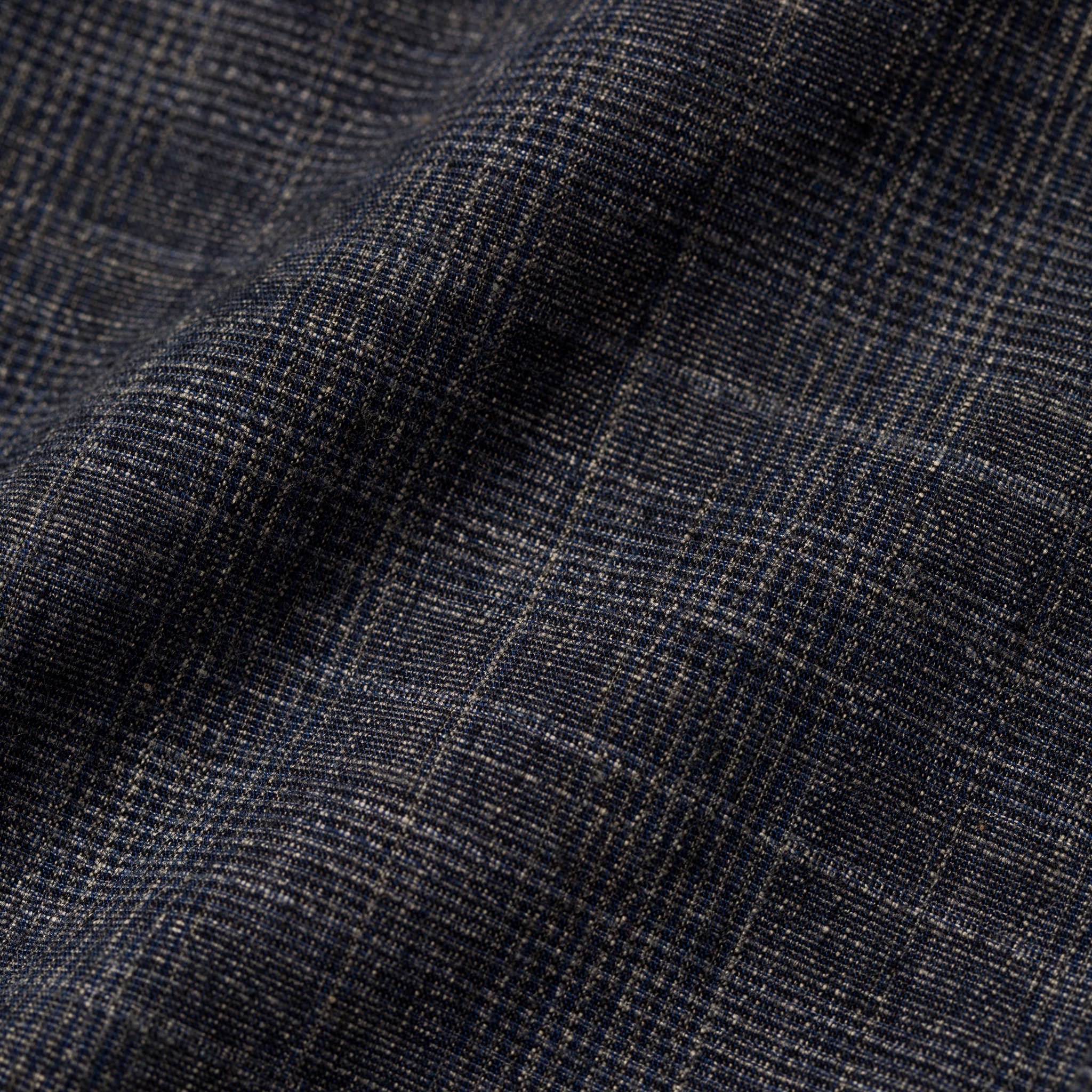 The Short Sleeve Jack in Navy Slub Glen Plaid