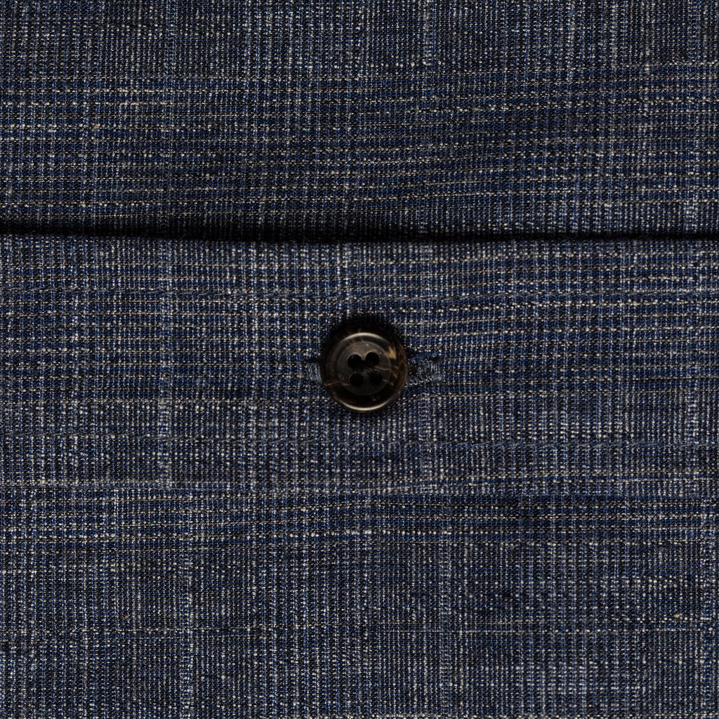 The Short Sleeve Jack in Navy Slub Glen Plaid
