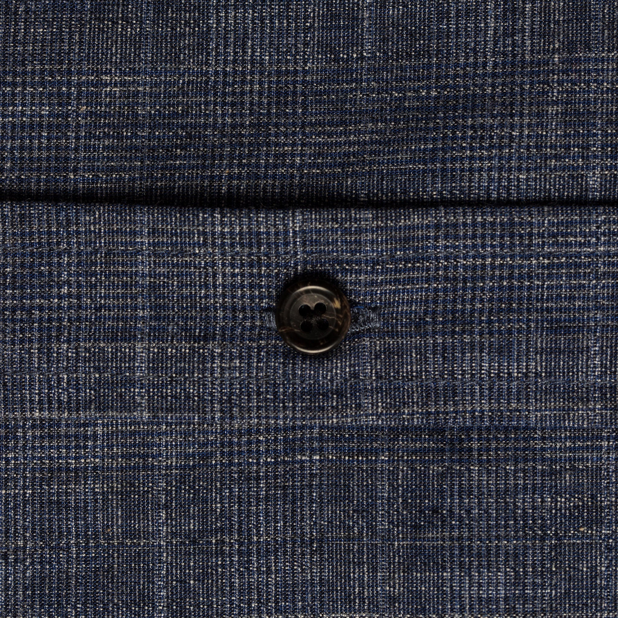 The Short Sleeve Jack in Navy Slub Glen Plaid