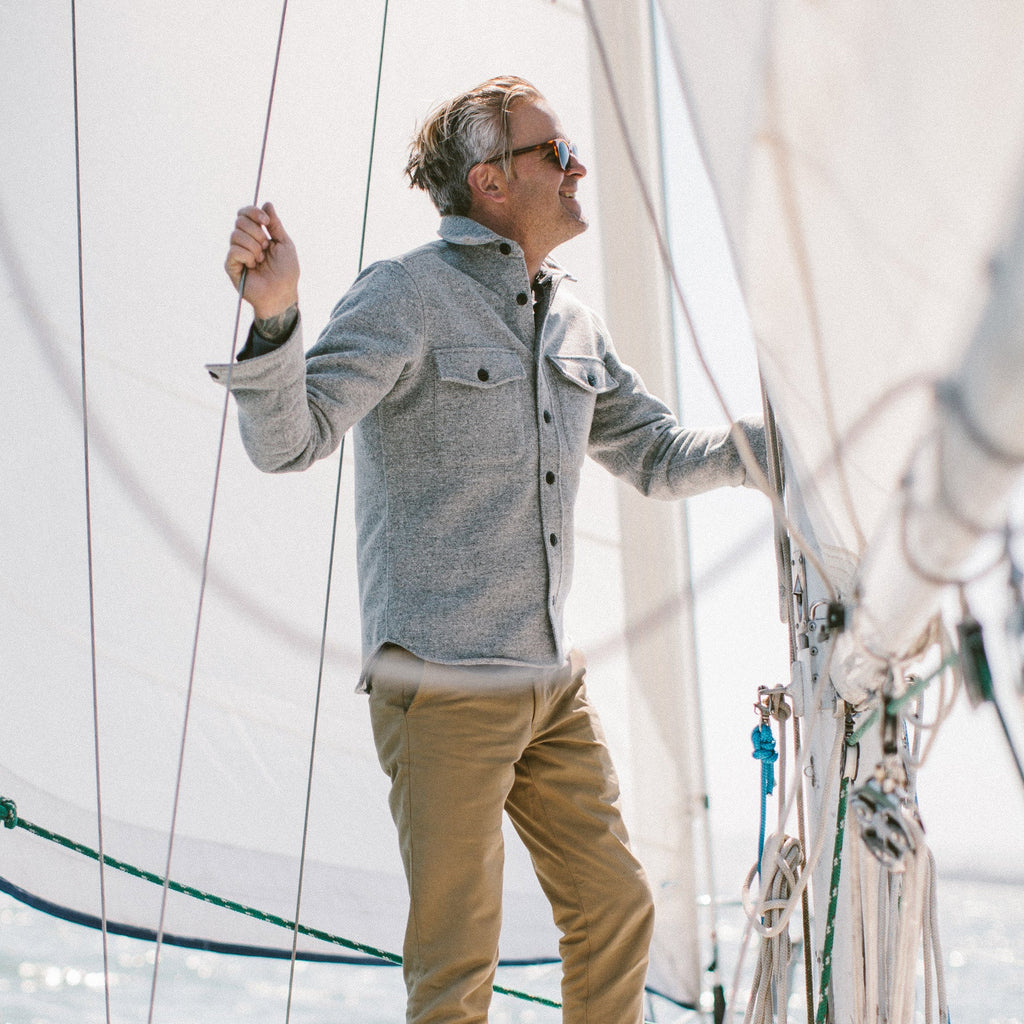 The Maritime Shirt Jacket in Ash Donegal Lambswool