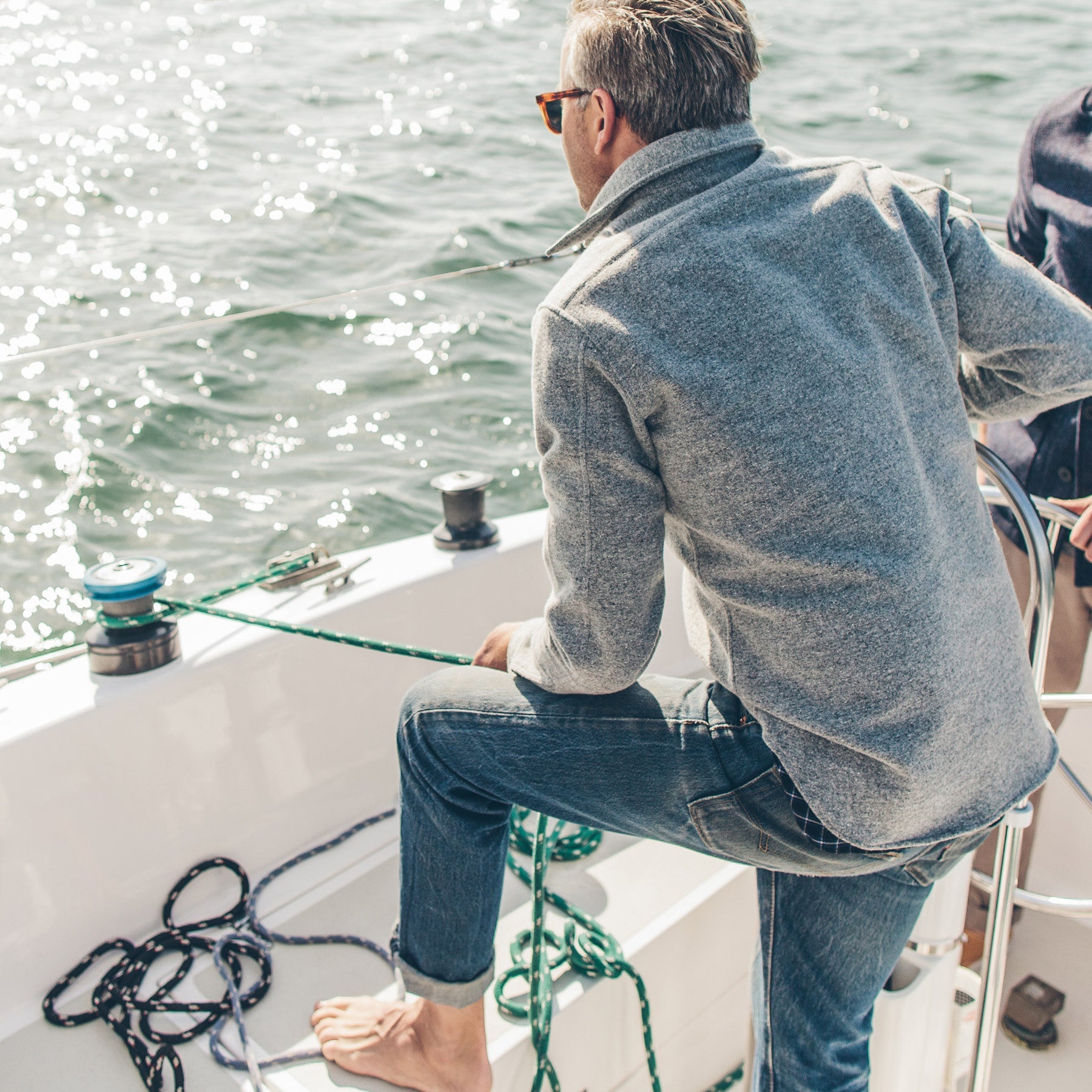 The Maritime Shirt Jacket in Ash Donegal Lambswool