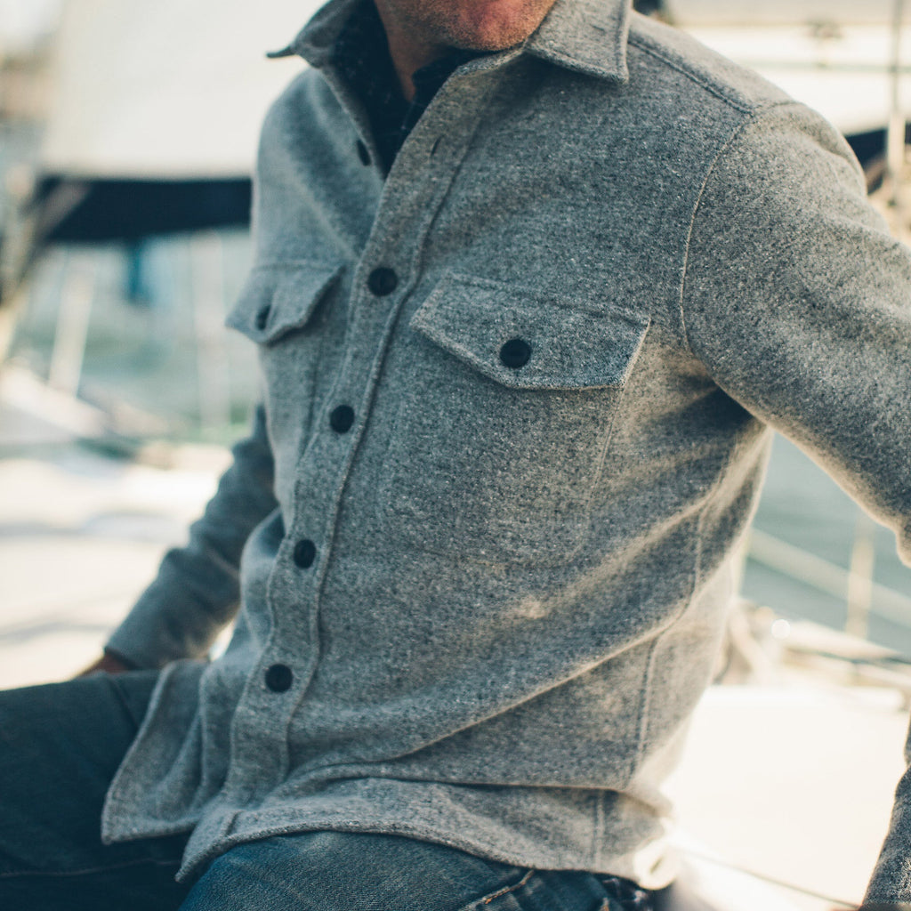 The Maritime Shirt Jacket in Ash Donegal Lambswool