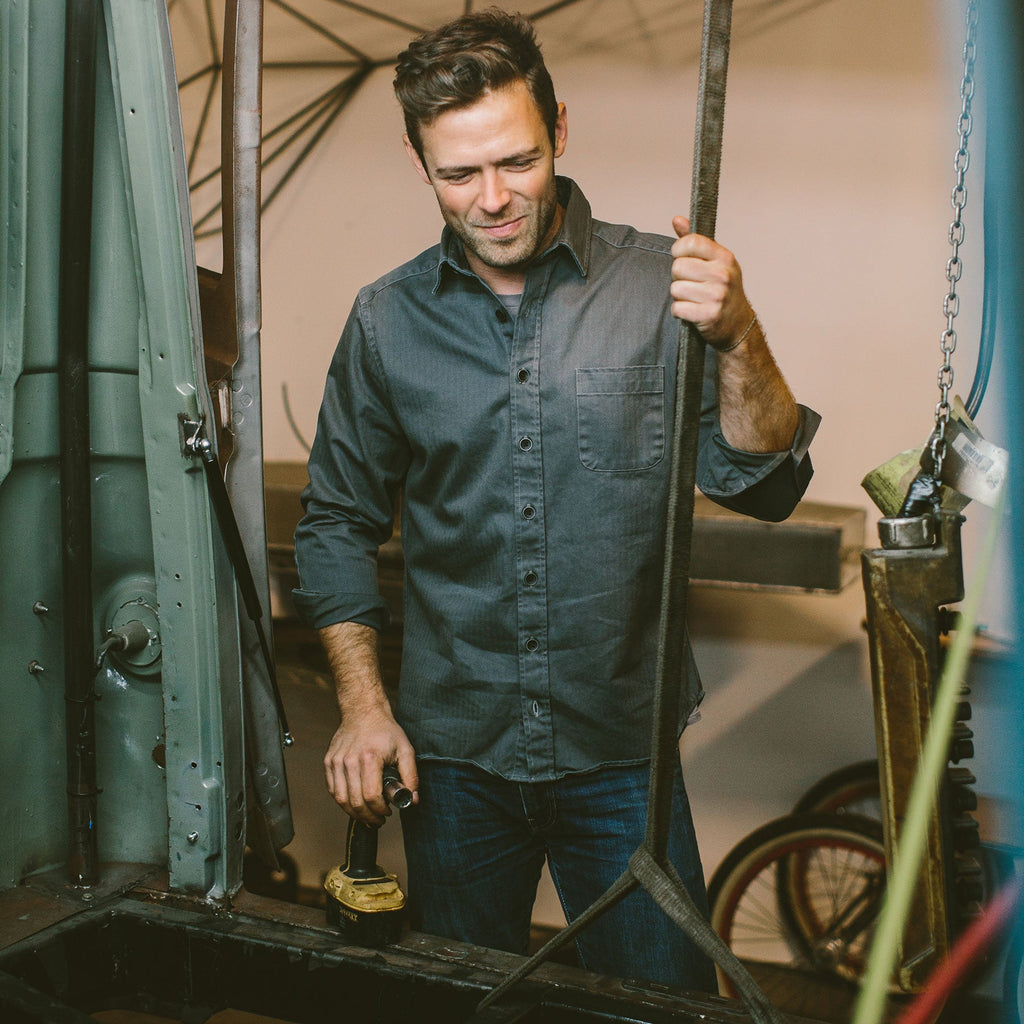The Mechanic in Washed Charcoal Herringbone