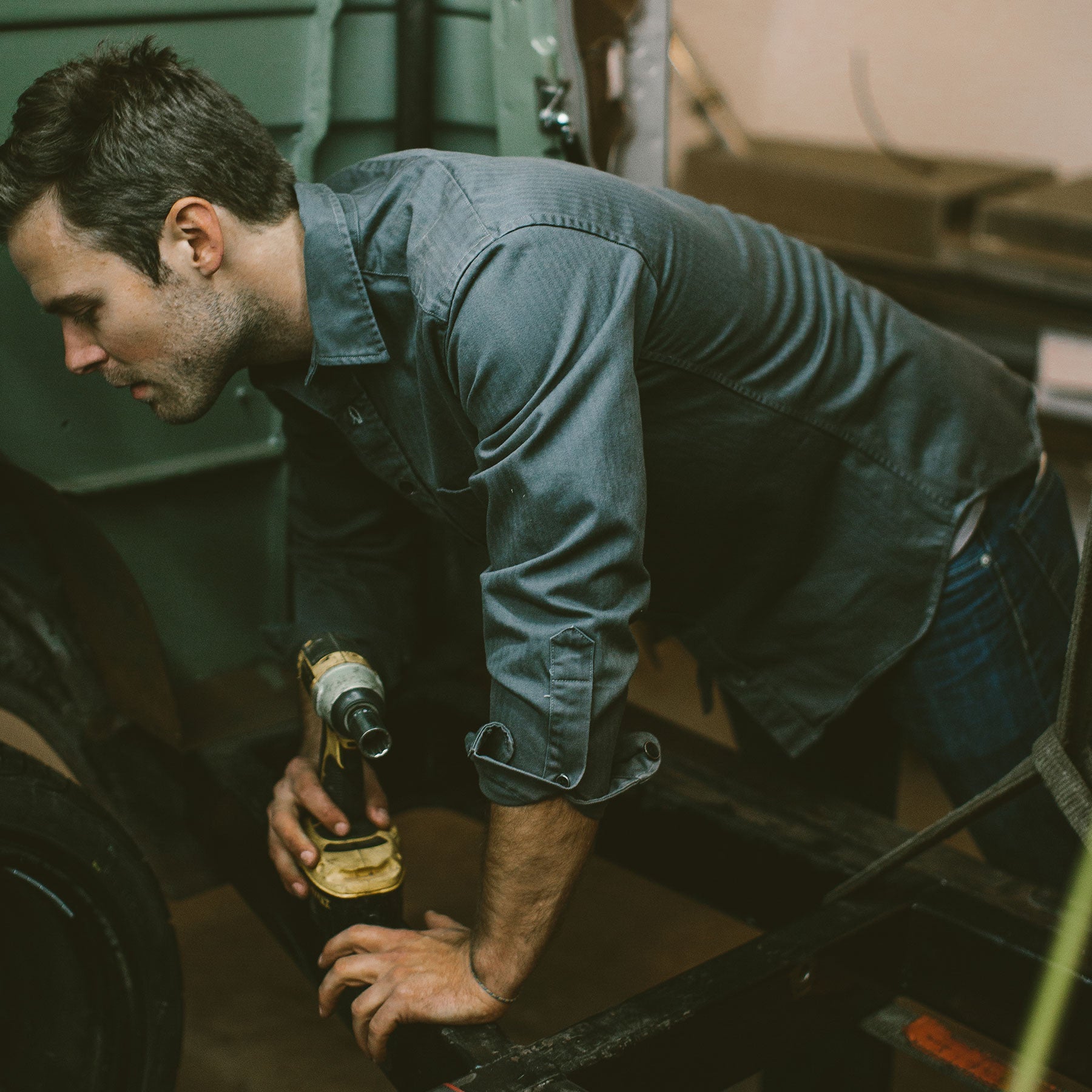 The Mechanic in Washed Charcoal Herringbone
