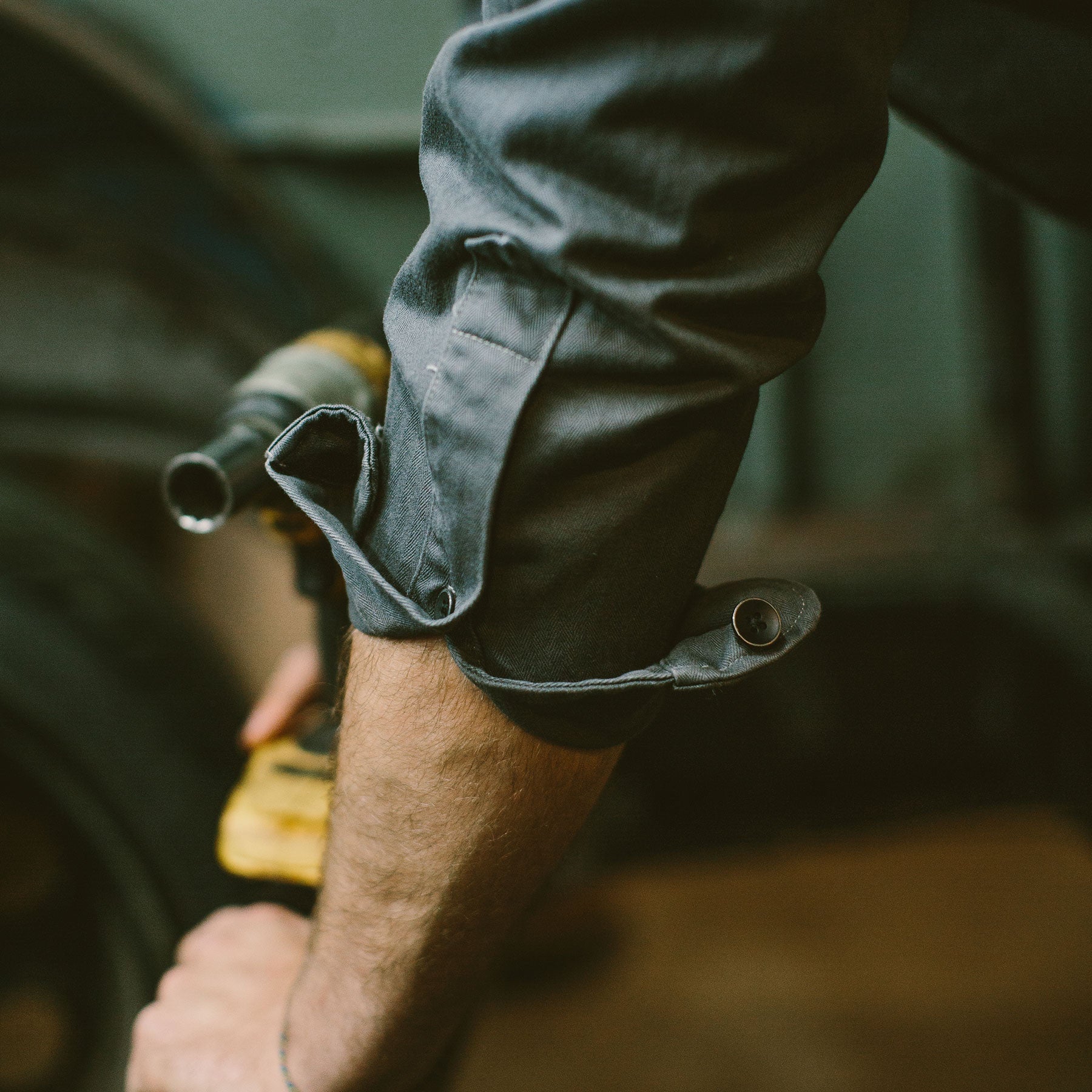 The Mechanic in Washed Charcoal Herringbone