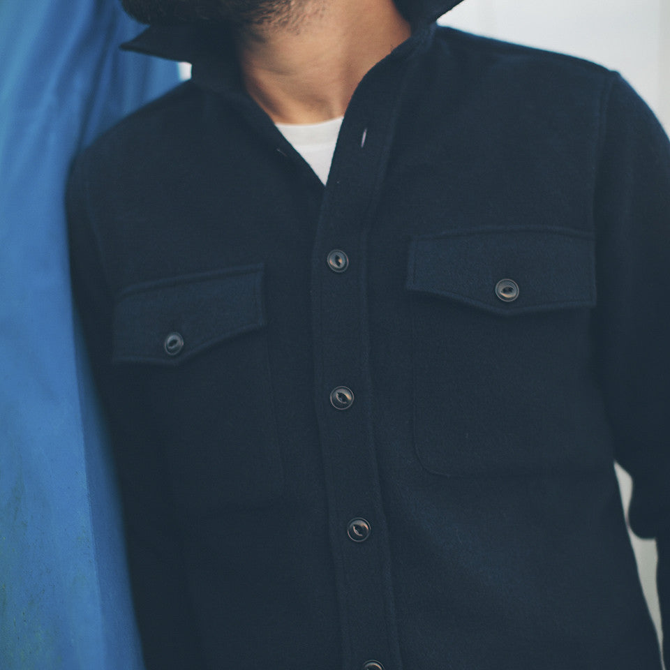 Navy Melton Wool Shirt Jacket H889346