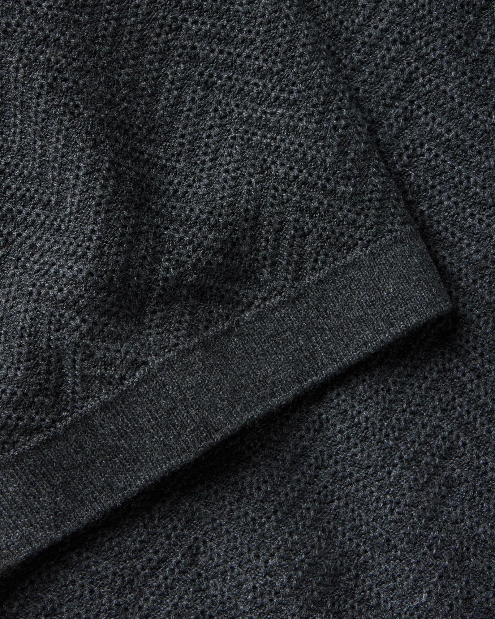 The Button Down Polo in Charcoal Herringbone