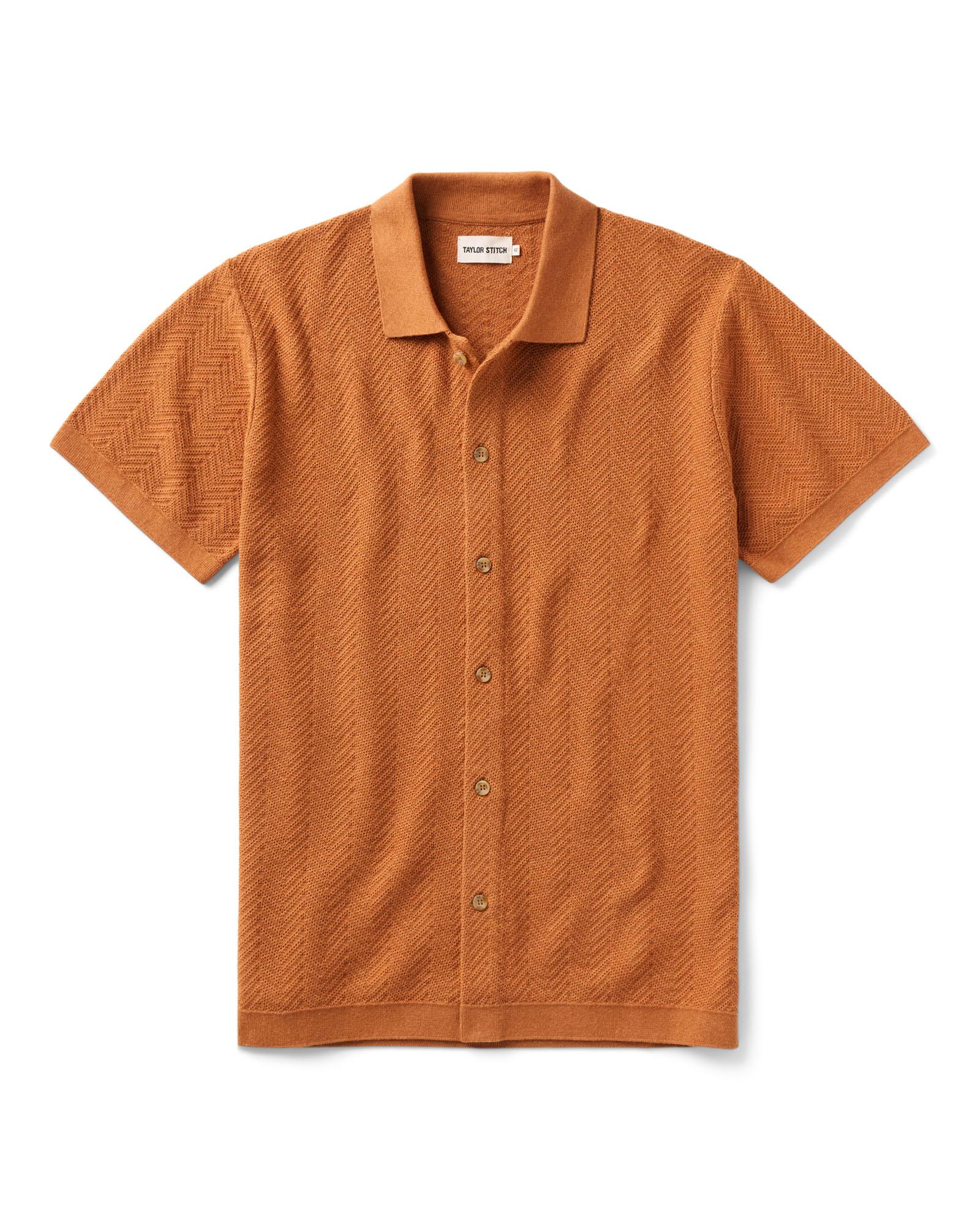Desert Herringbone Button Down Polo C6063