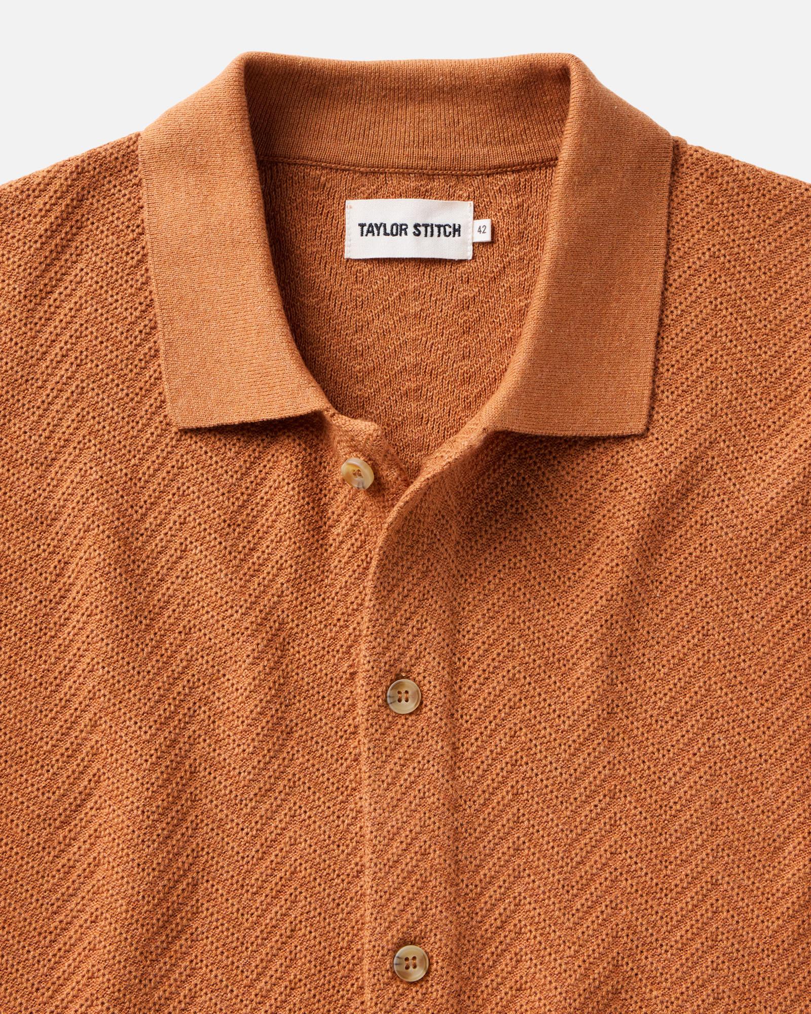 Desert Herringbone Button Down Polo C6063