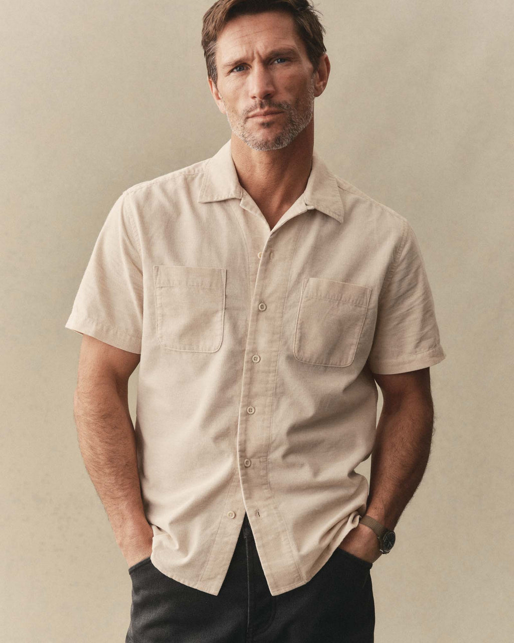 The Conrad Shirt in Heather Oat Pincord