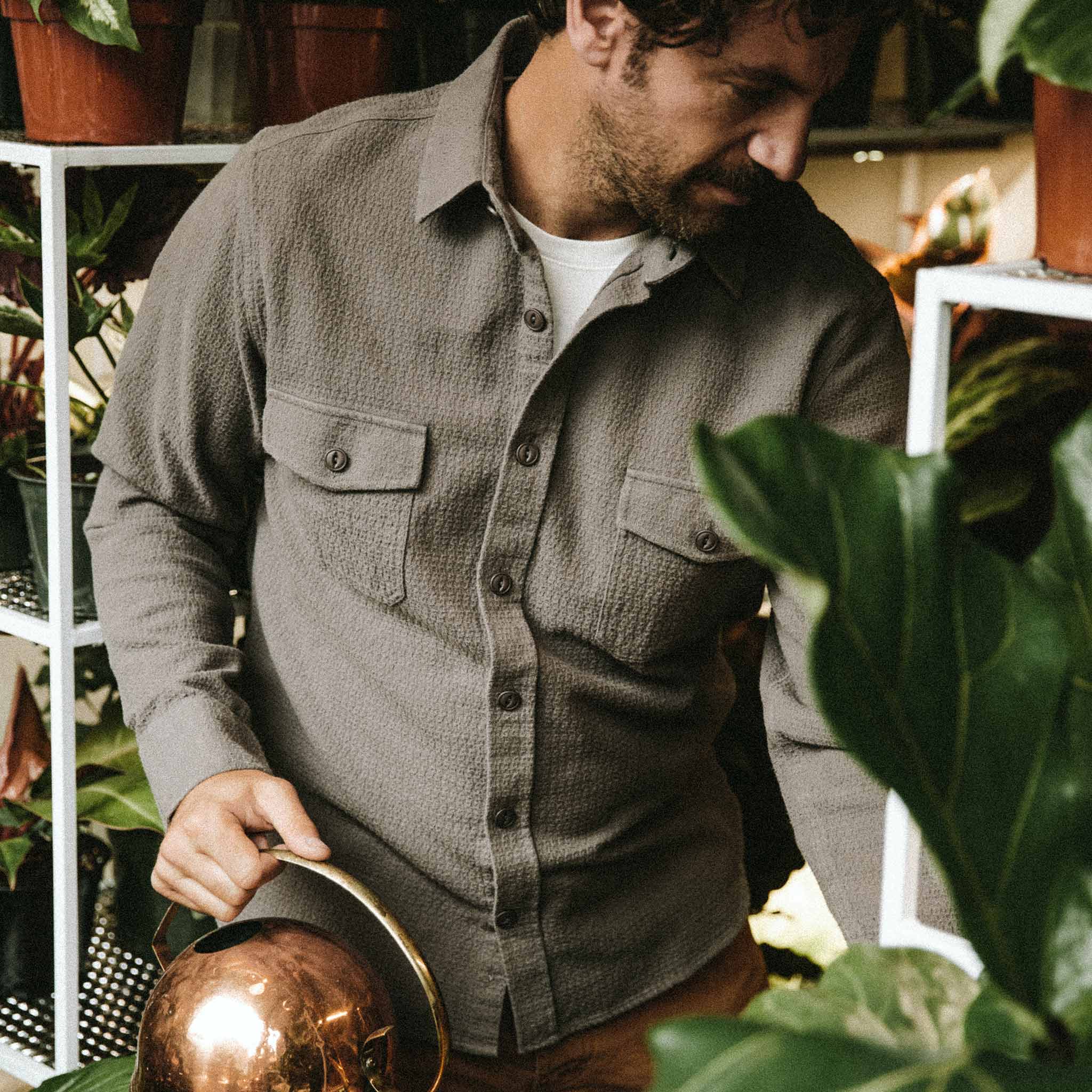 Charcoal Jacquard Utility Shirt E81285