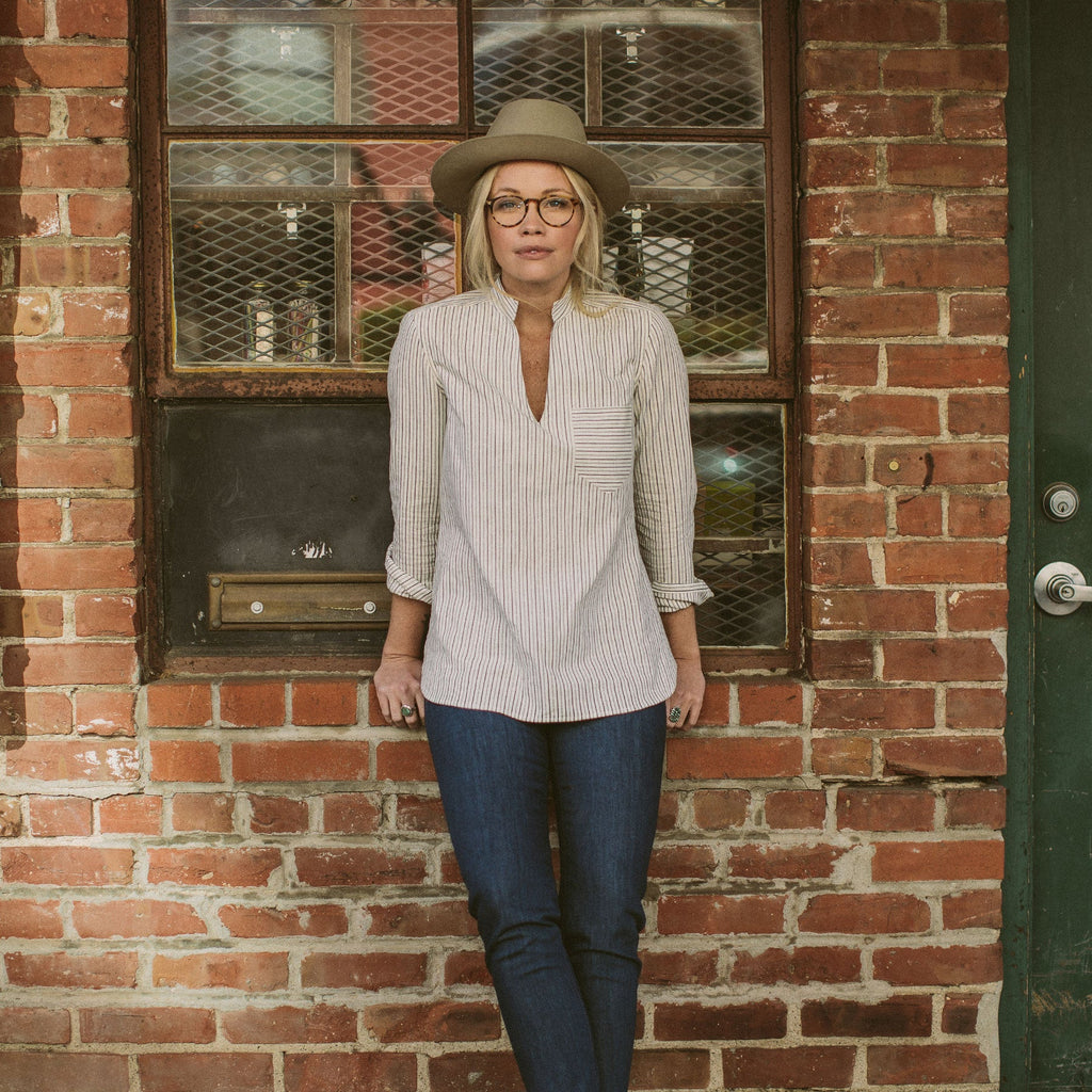 French Ticking Stripe Popover W759