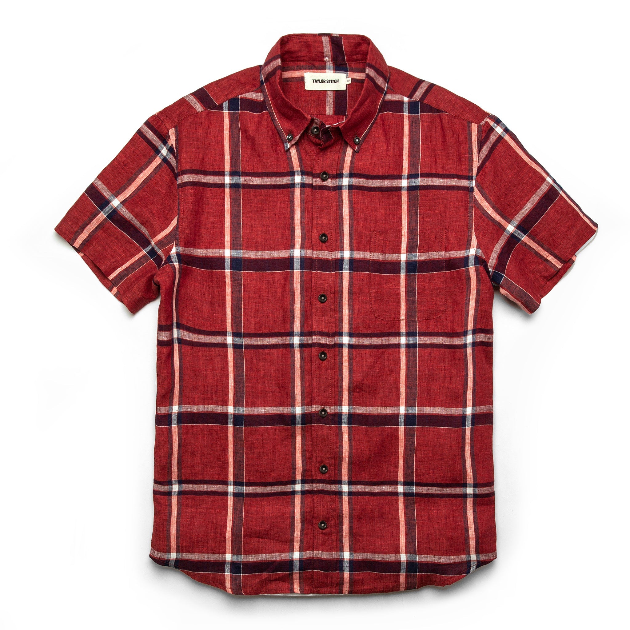 Crimson Plaid Short Sleeve Jack E774