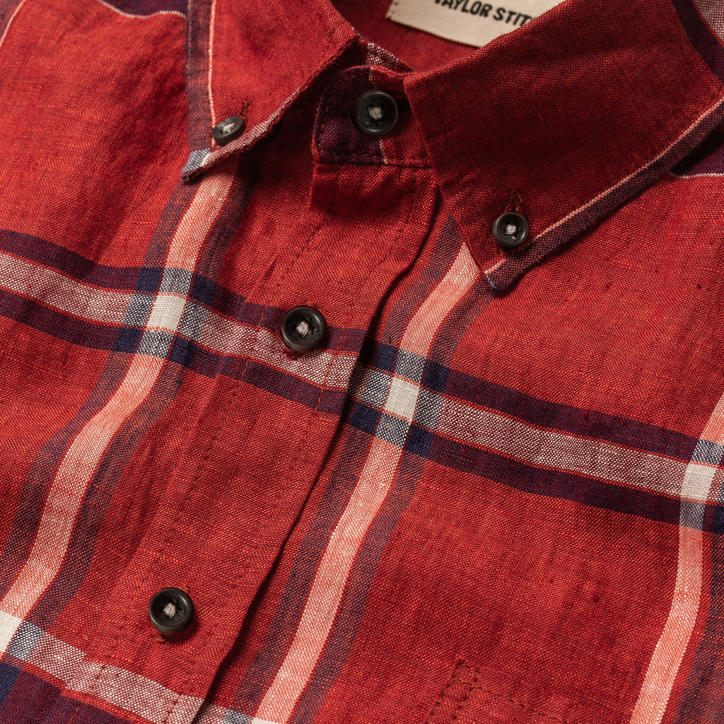Crimson Plaid Short Sleeve Jack E774